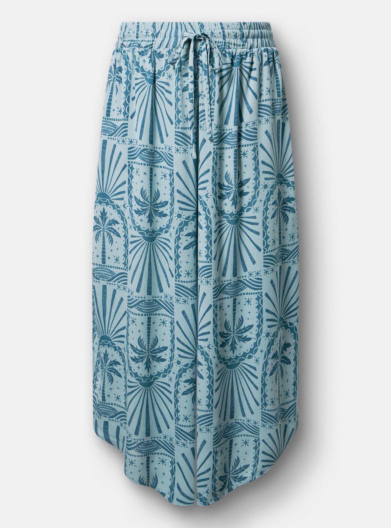 Split Seam Wide-Leg Gauze Pant, PALM ARCHES BLUE, hi-res