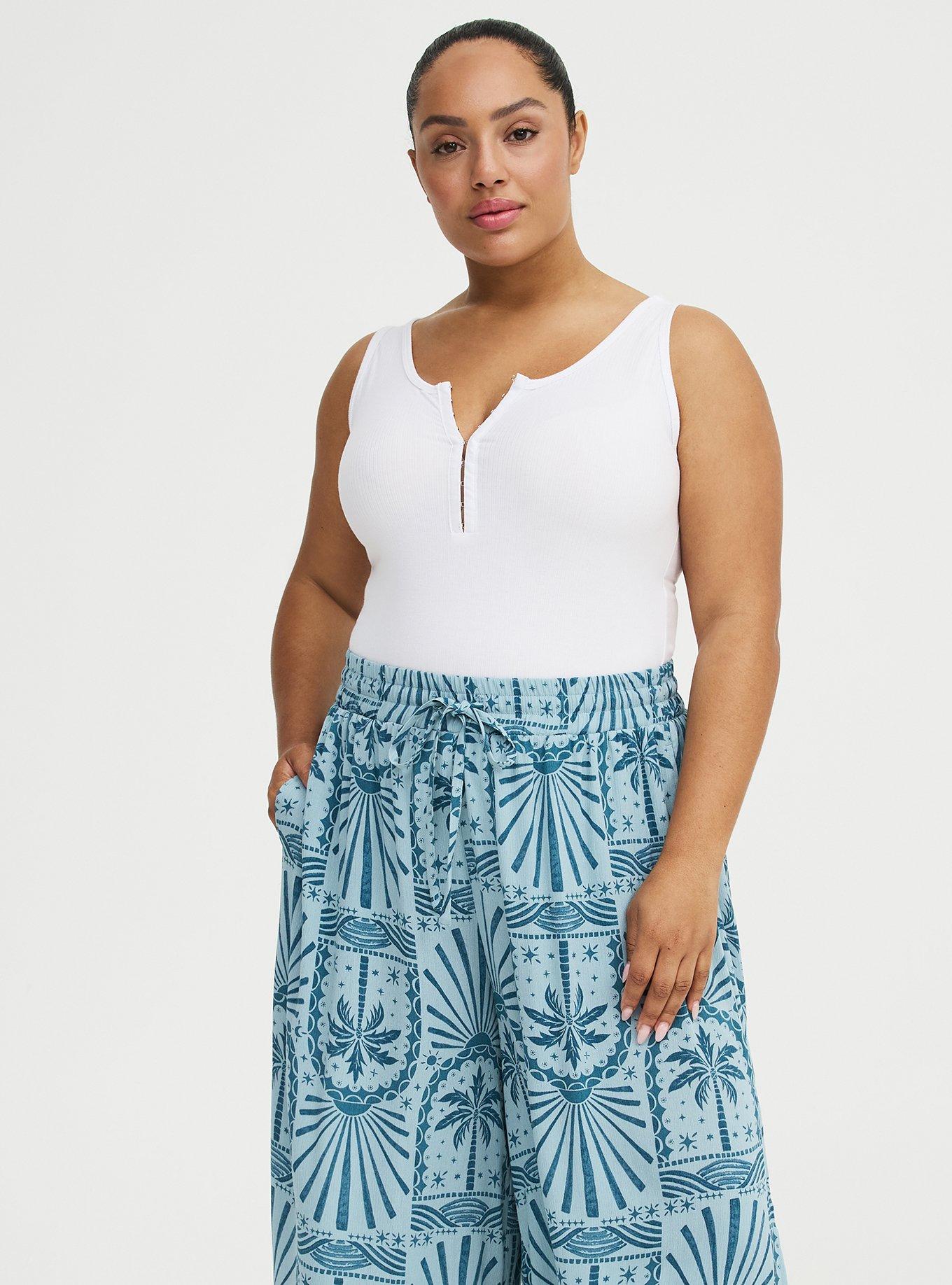 Crop High-Rise Wide-Leg Gauze Pant, PALM ARCHES BLUE, hi-res