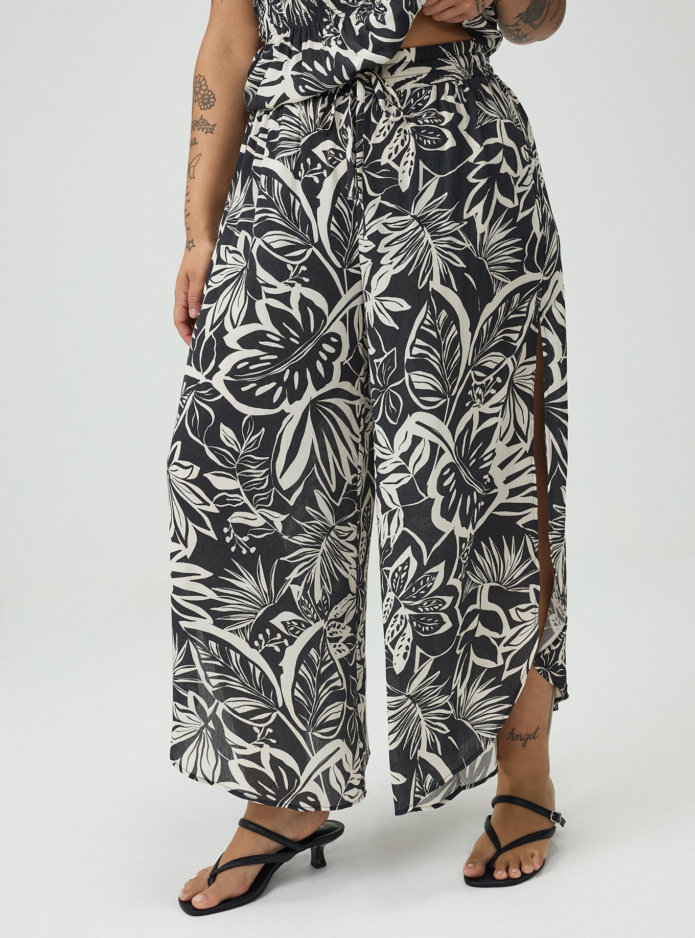 Plus Size - Split Seam Wide-Leg Gauze Pant - Torrid