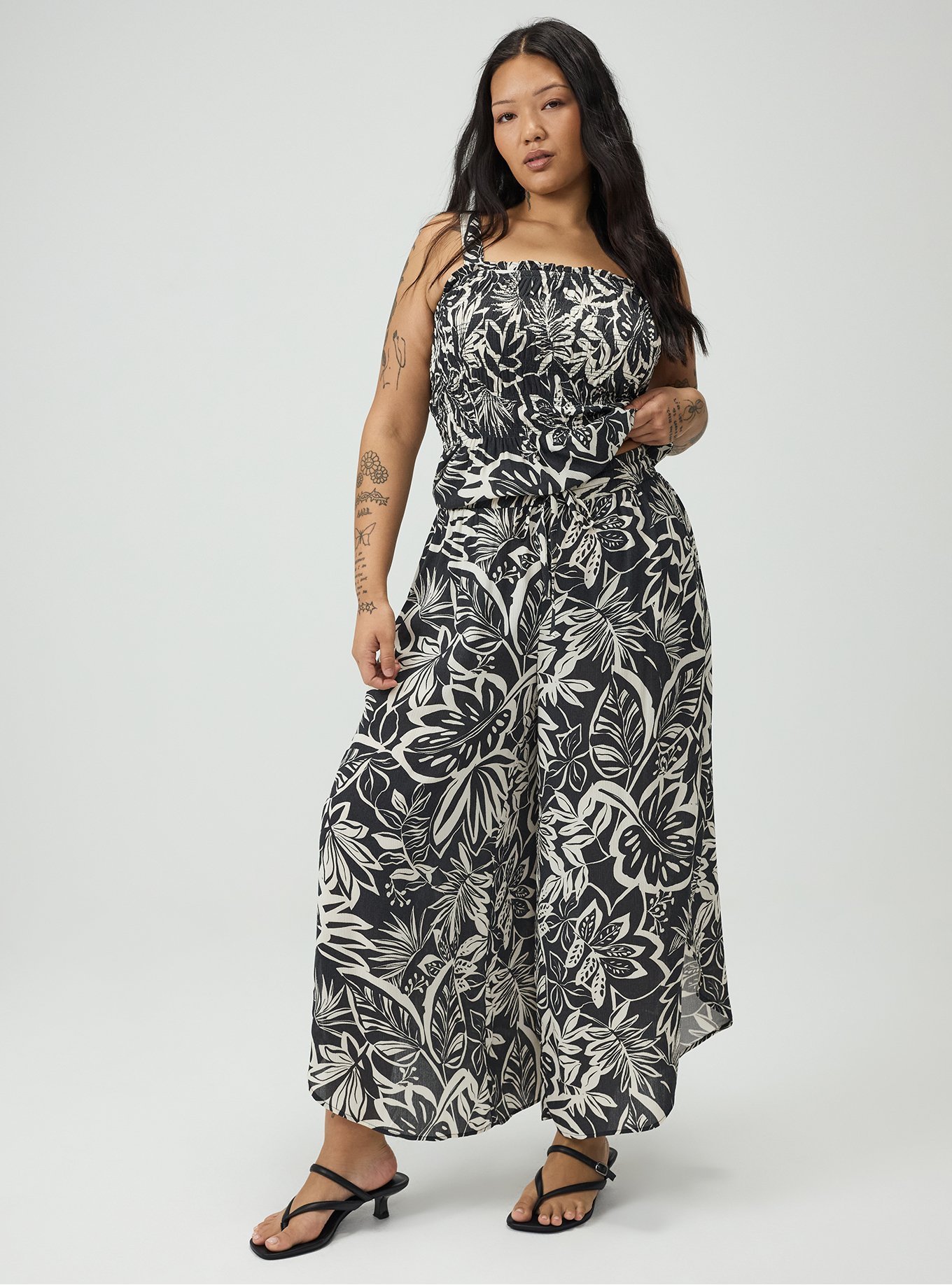 Plus Size - Split Seam Wide-Leg Gauze Pant - Torrid