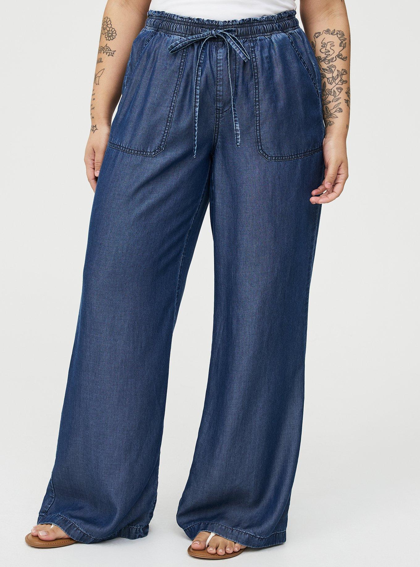 High-Rise Wide-Leg Lightweight Denim Jean, DARK TONAL, alternate