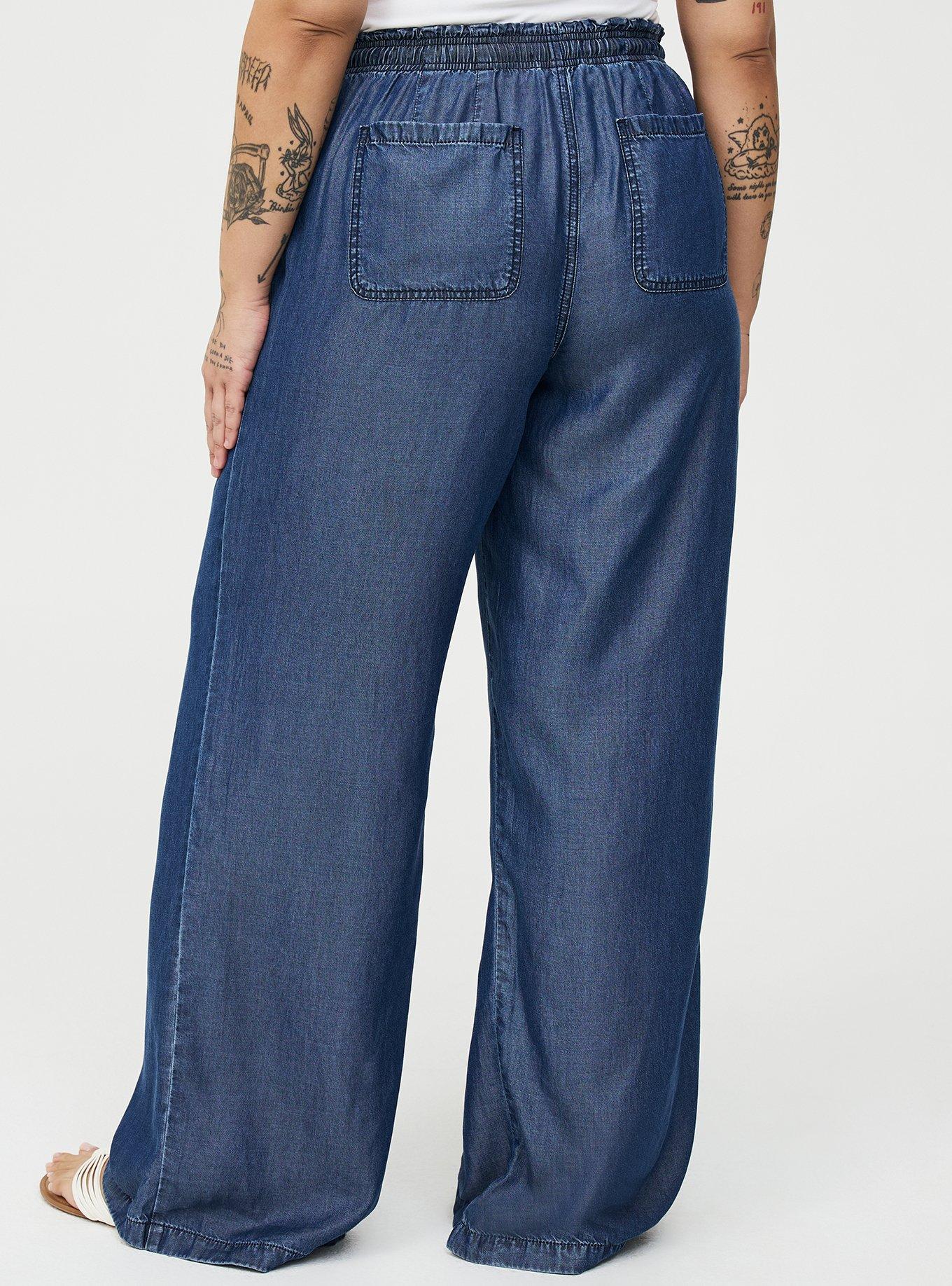 High-Rise Wide-Leg Lightweight Denim Jean, DARK TONAL, alternate