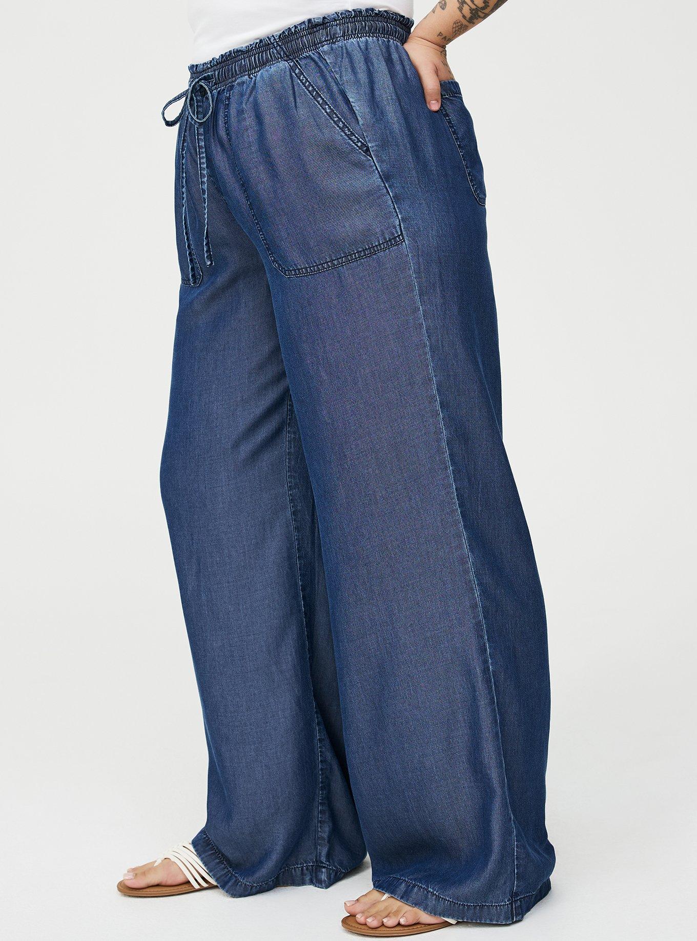 High-Rise Wide-Leg Lightweight Denim Jean, DARK TONAL, alternate