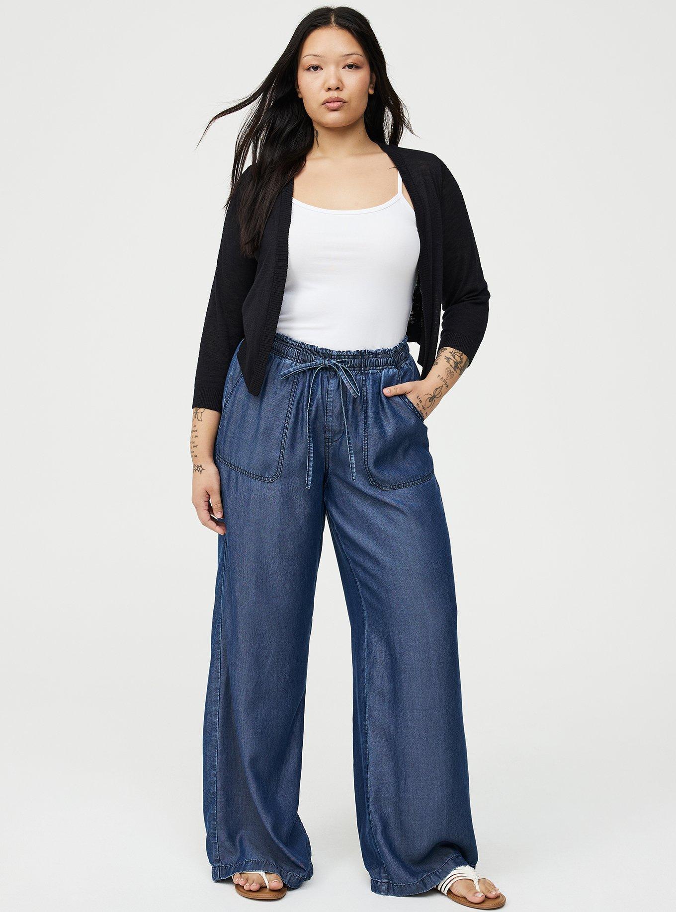 High-Rise Wide-Leg Lightweight Denim Jean, DARK TONAL, alternate