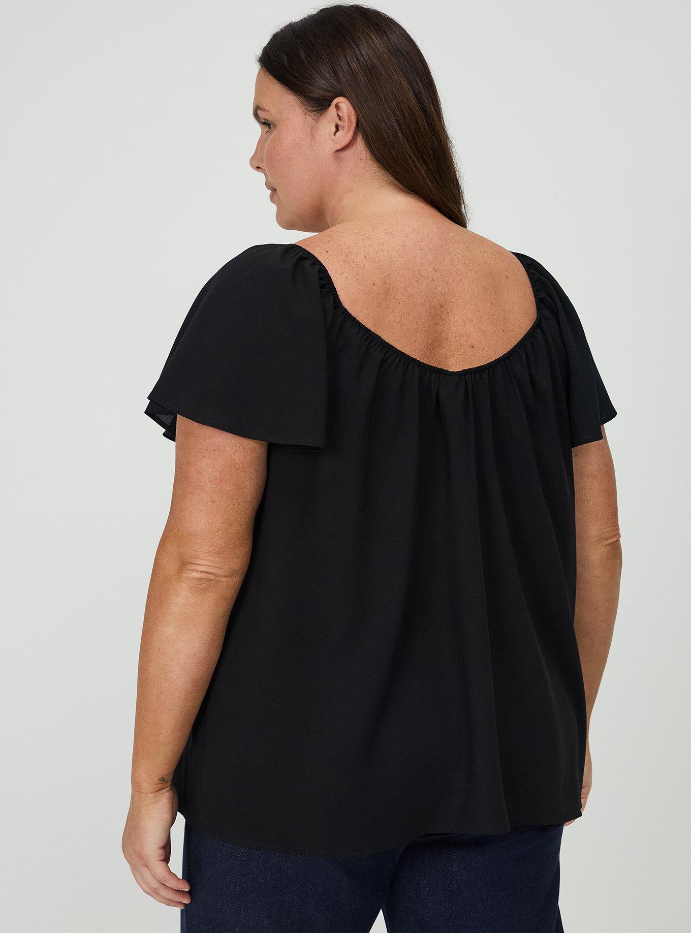 Pintuck Challis Top, DEEP BLACK, alternate