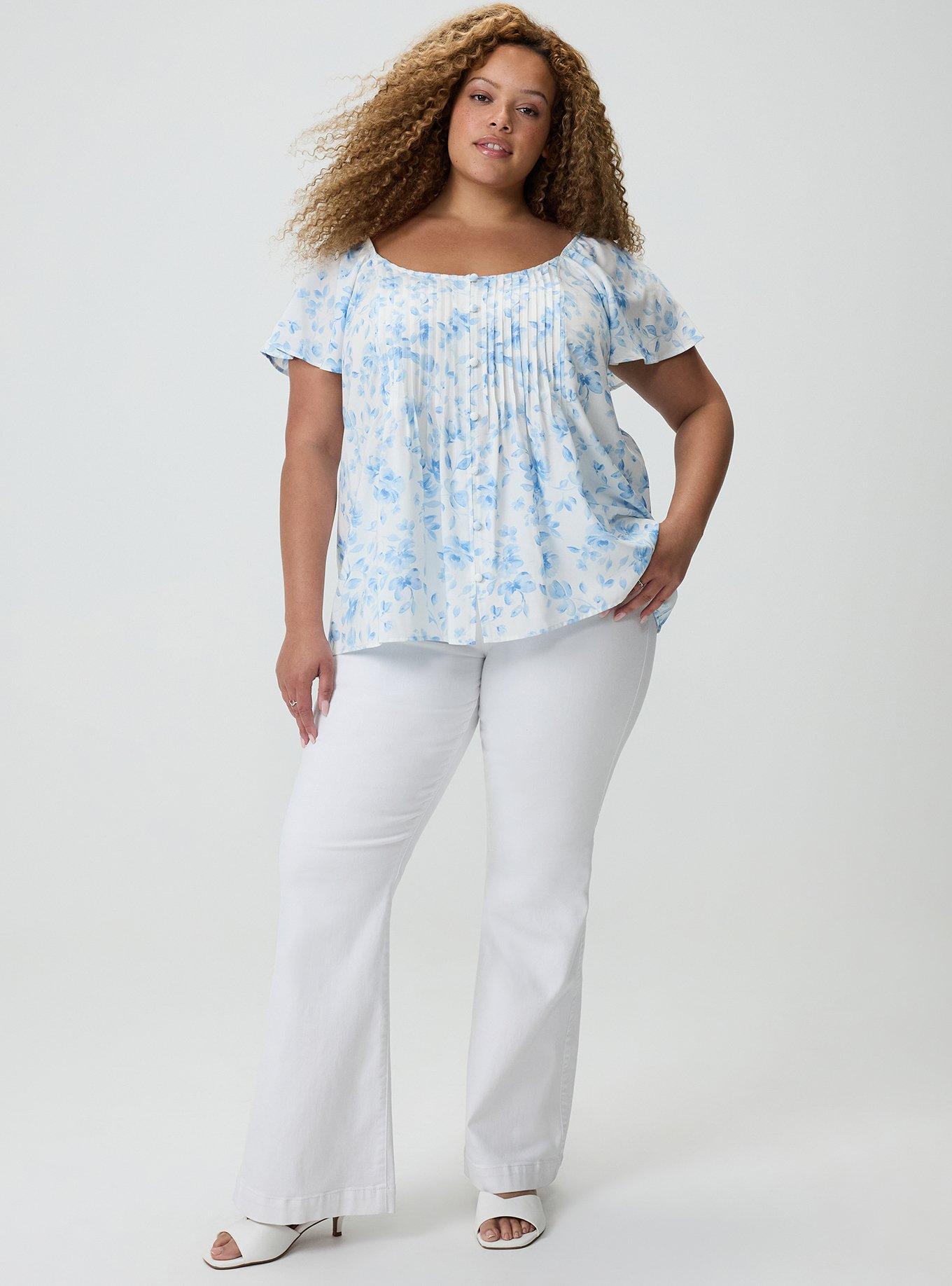 Pintuck Challis Top, FLORENCE FLORAL BLANC DE BLANC, alternate