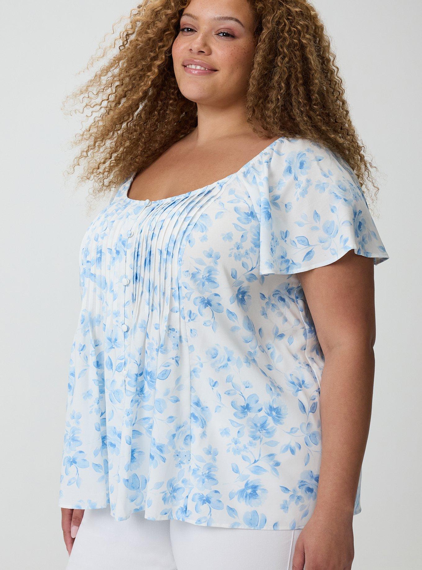 Pintuck Challis Top, FLORENCE FLORAL BLANC DE BLANC, alternate