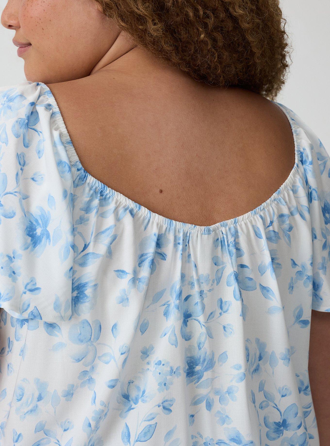 Pintuck Challis Top, FLORENCE FLORAL BLANC DE BLANC, alternate