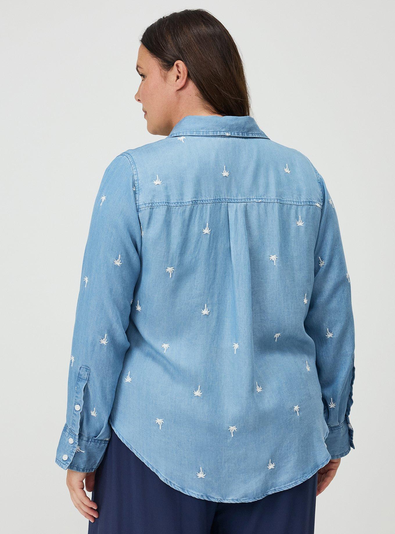 Lizzie Embroidered Shirt, LIGHT WASH, alternate