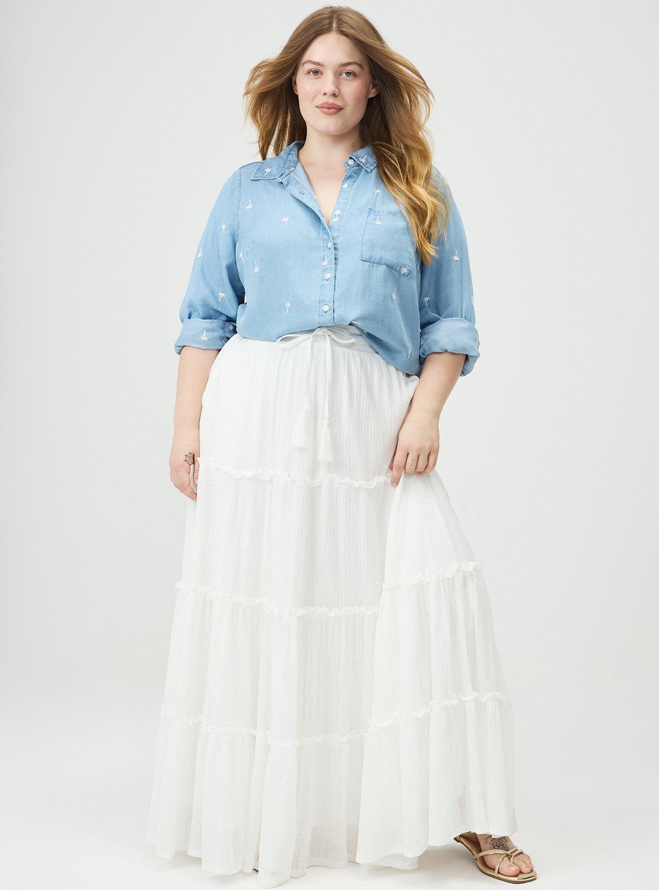 Lizzie Embroidered Shirt, LIGHT WASH, hi-res