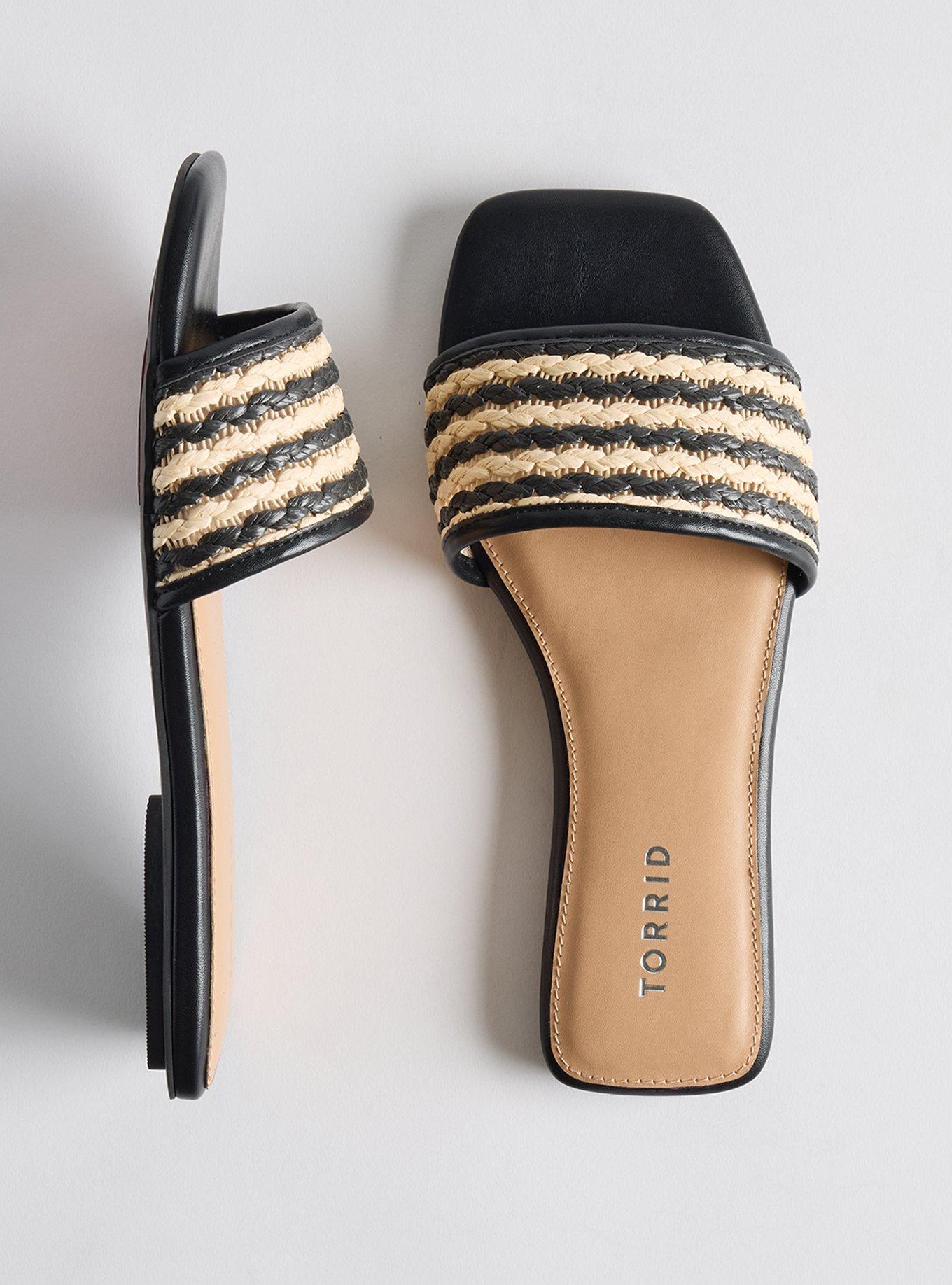 Raffia Slide (WW), BLACK, hi-res