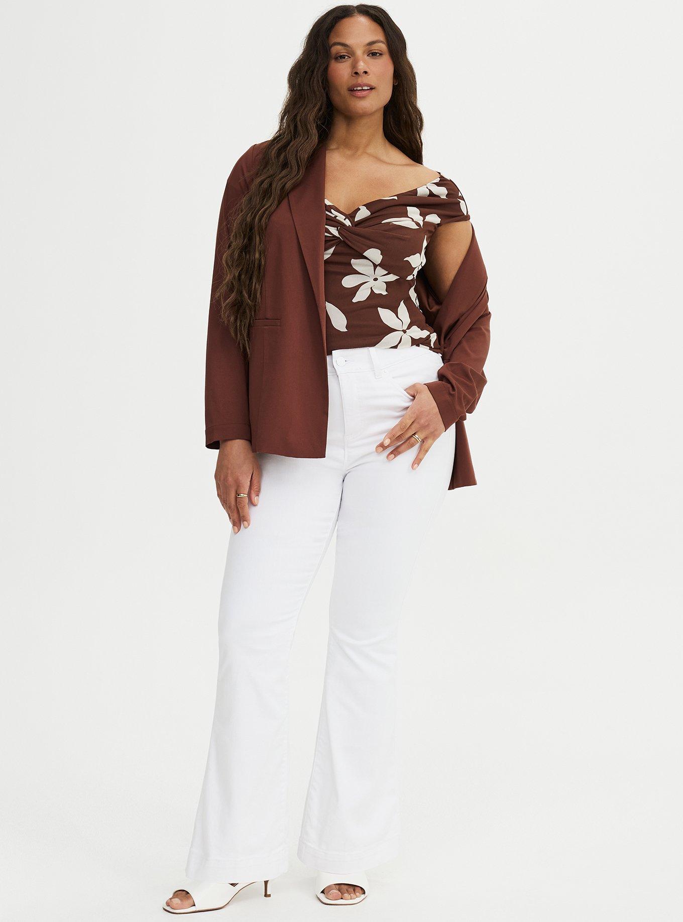 Mesh Twist Off-Shoulder Top, GABRIELLA FLORAL BROWN, alternate