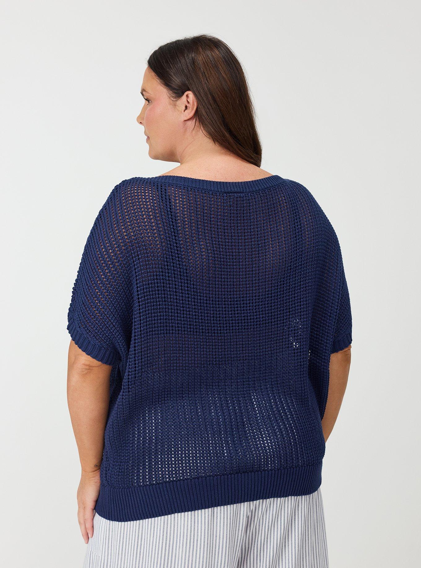 Open Stitch Dolman Pullover Sweater, MEDIEVAL BLUE, alternate