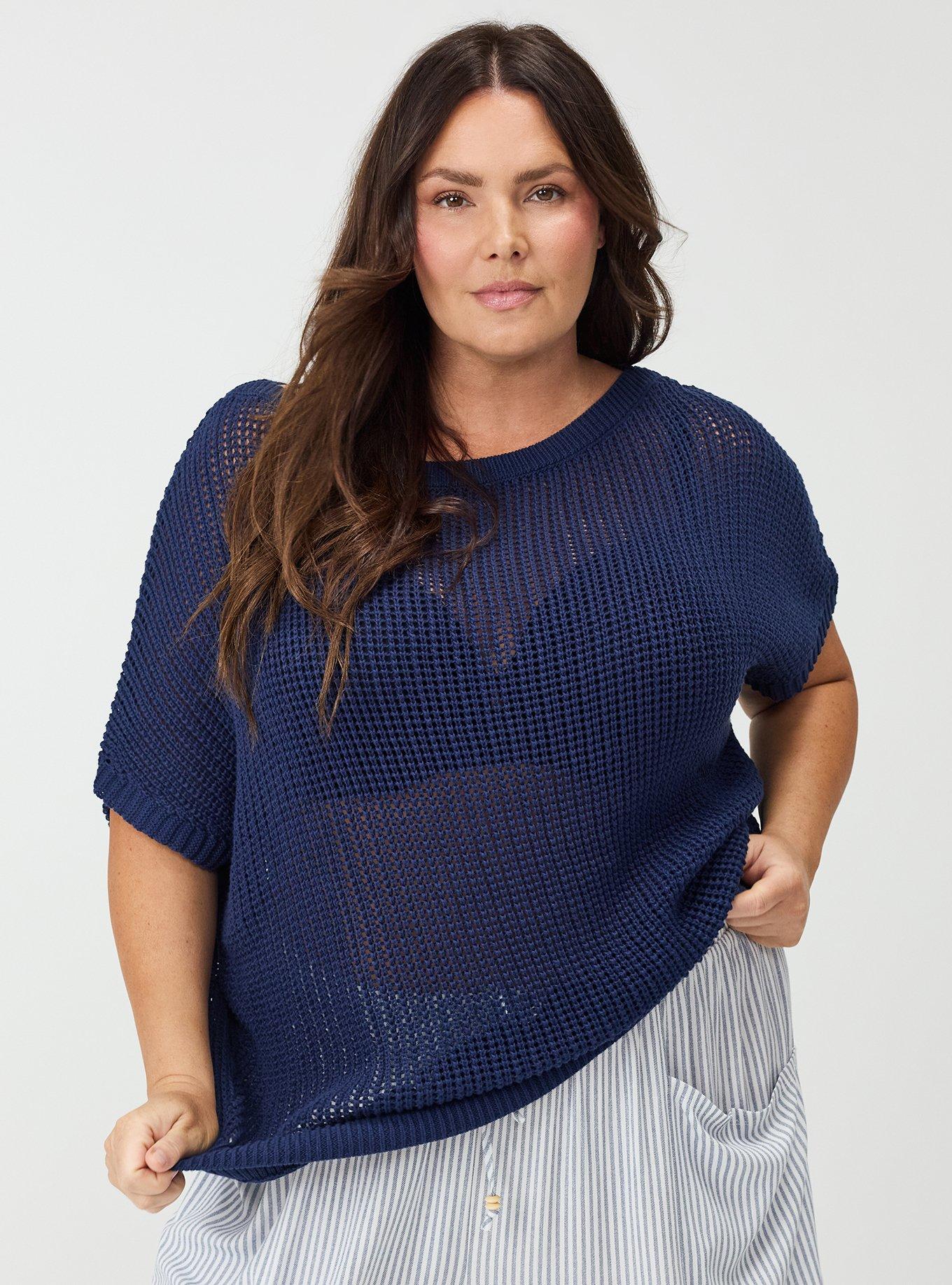 Open Stitch Dolman Pullover Sweater, MEDIEVAL BLUE, hi-res