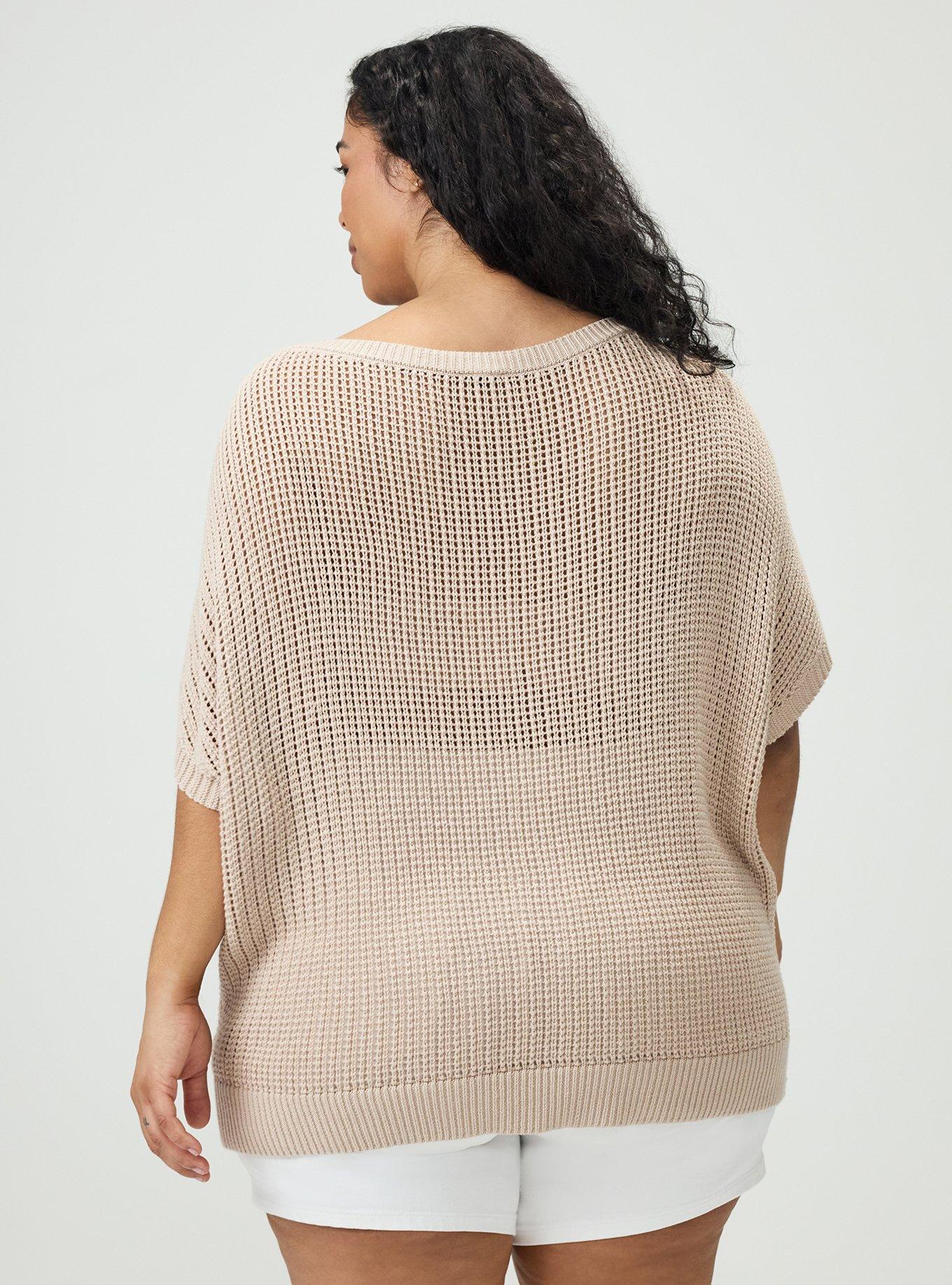 Open Stitch Dolman Pullover Sweater, CEMENT, alternate