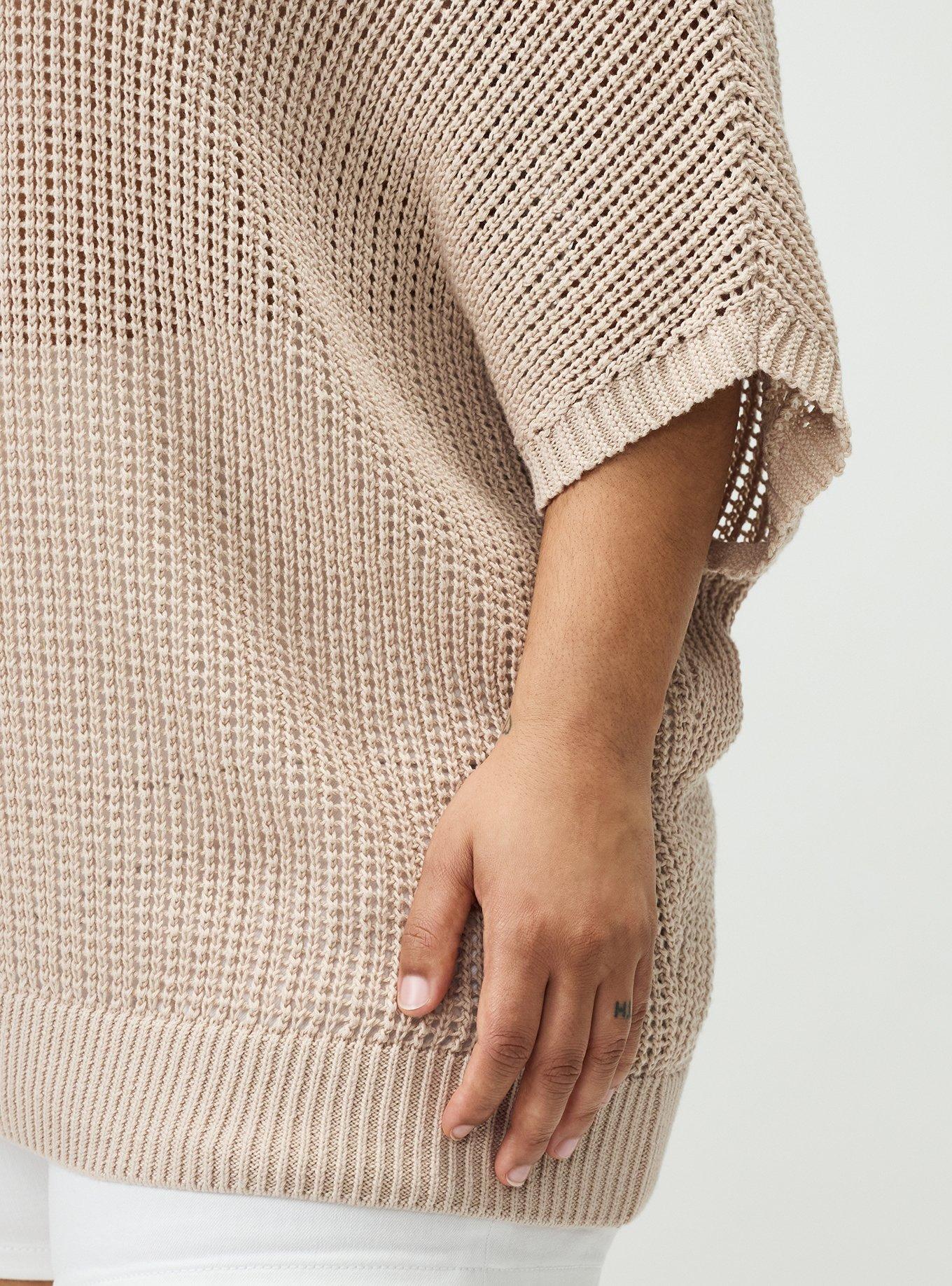 Open Stitch Dolman Pullover Sweater, CEMENT, alternate