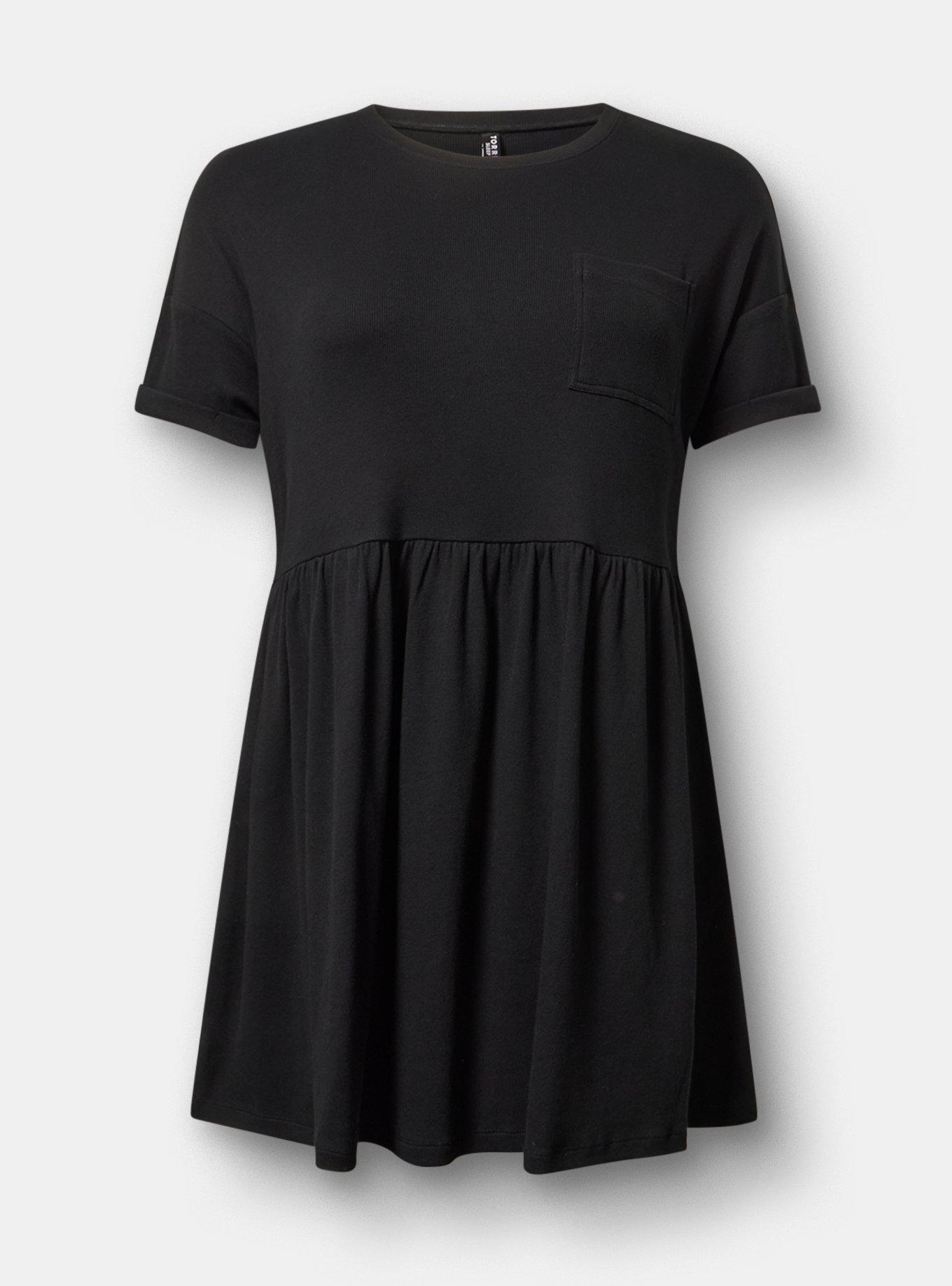 Women's Cotton Modal Lounge Dress in Black, Size 30, Plus Size by Torrid