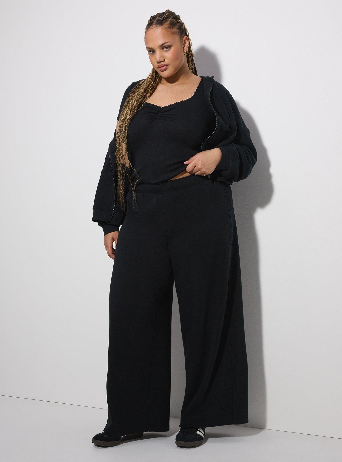 LoveSick High-Rise Wide Leg Sweatpant, DEEP BLACK, hi-res