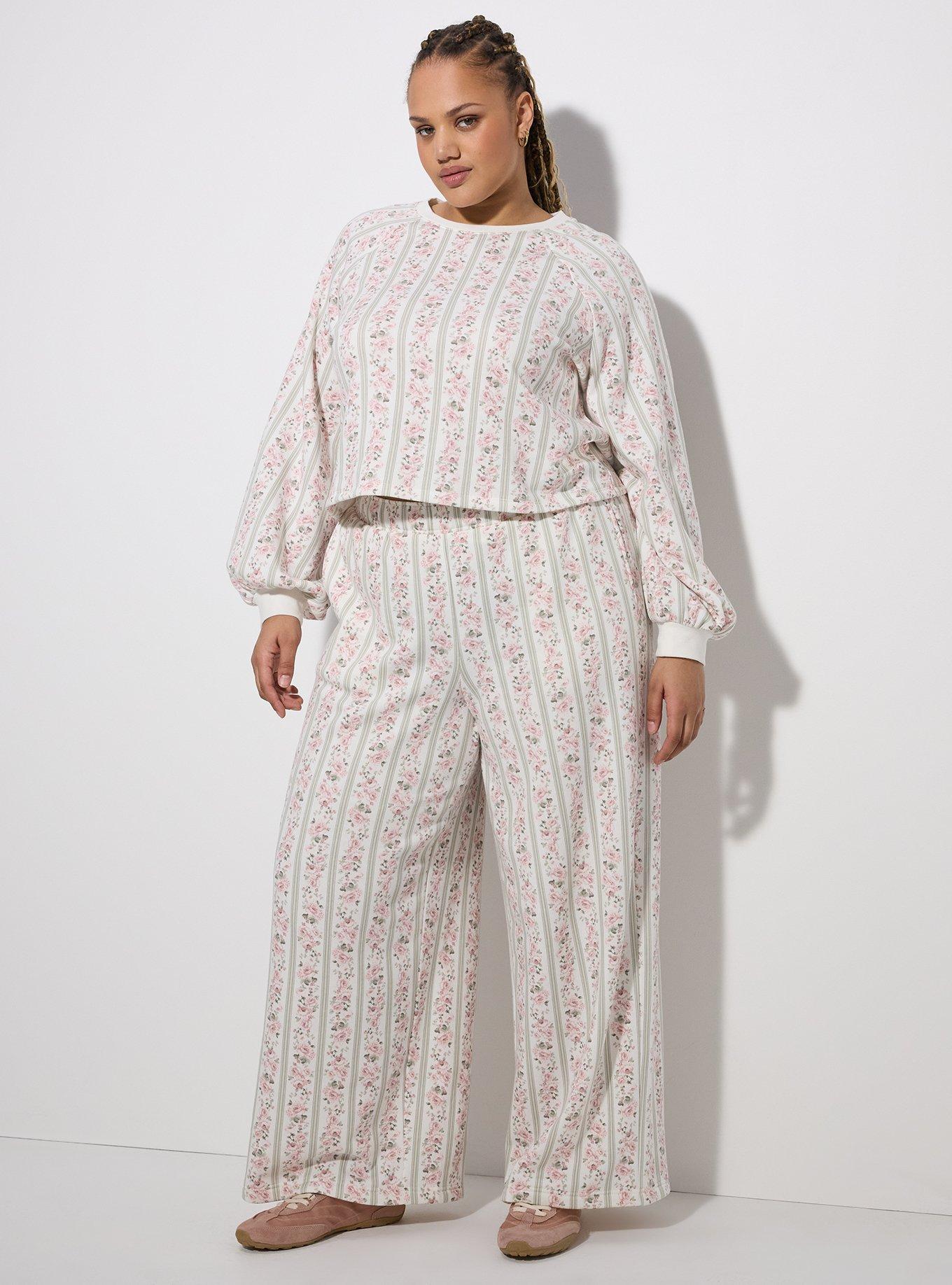 LoveSick High-Rise Wide Leg Sweatpant, KNIGHTLY ROSE STRIPE WHITE, hi-res
