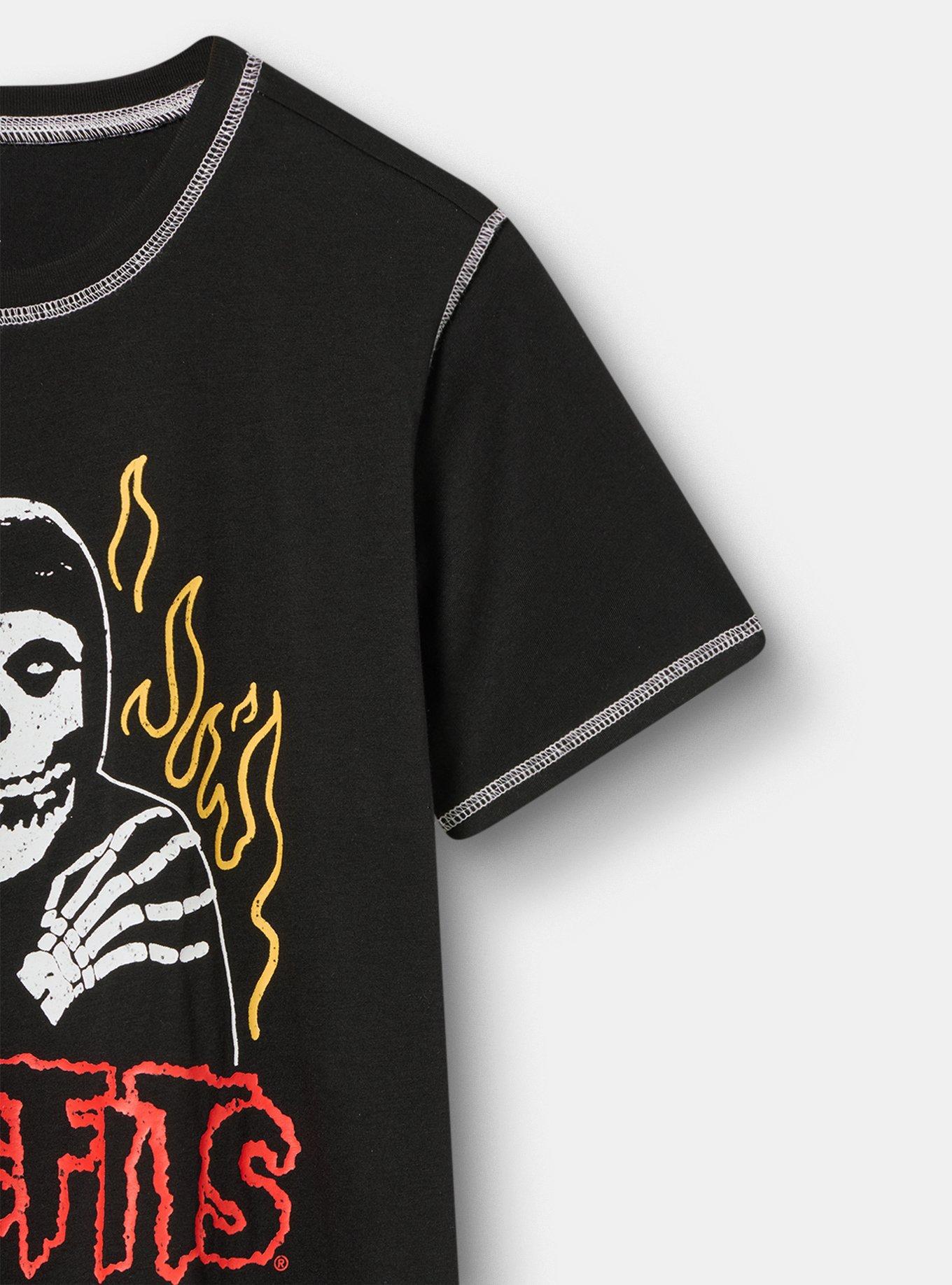 Misfits Slim Cotton Jersey Seam Tee, MISFITS FLAME DEEP BLACK, alternate