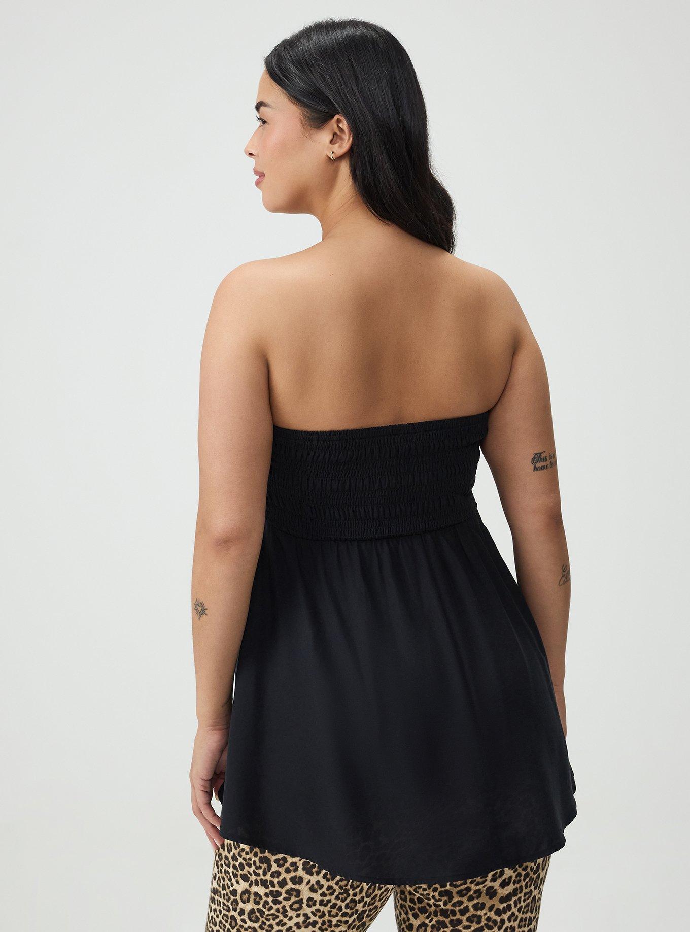 Smocked Tube Top, DEEP BLACK, alternate