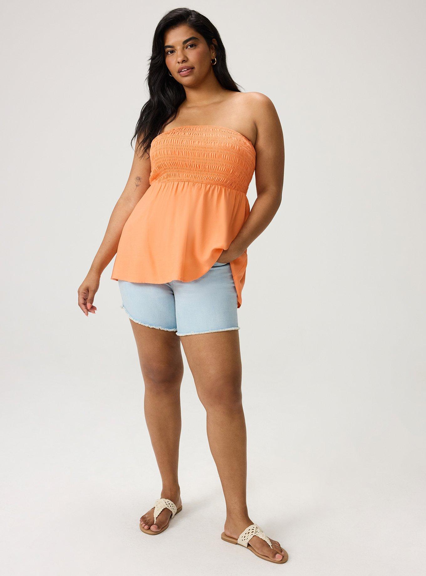 Plus Size Smocked Tube Top, MELON, alternate