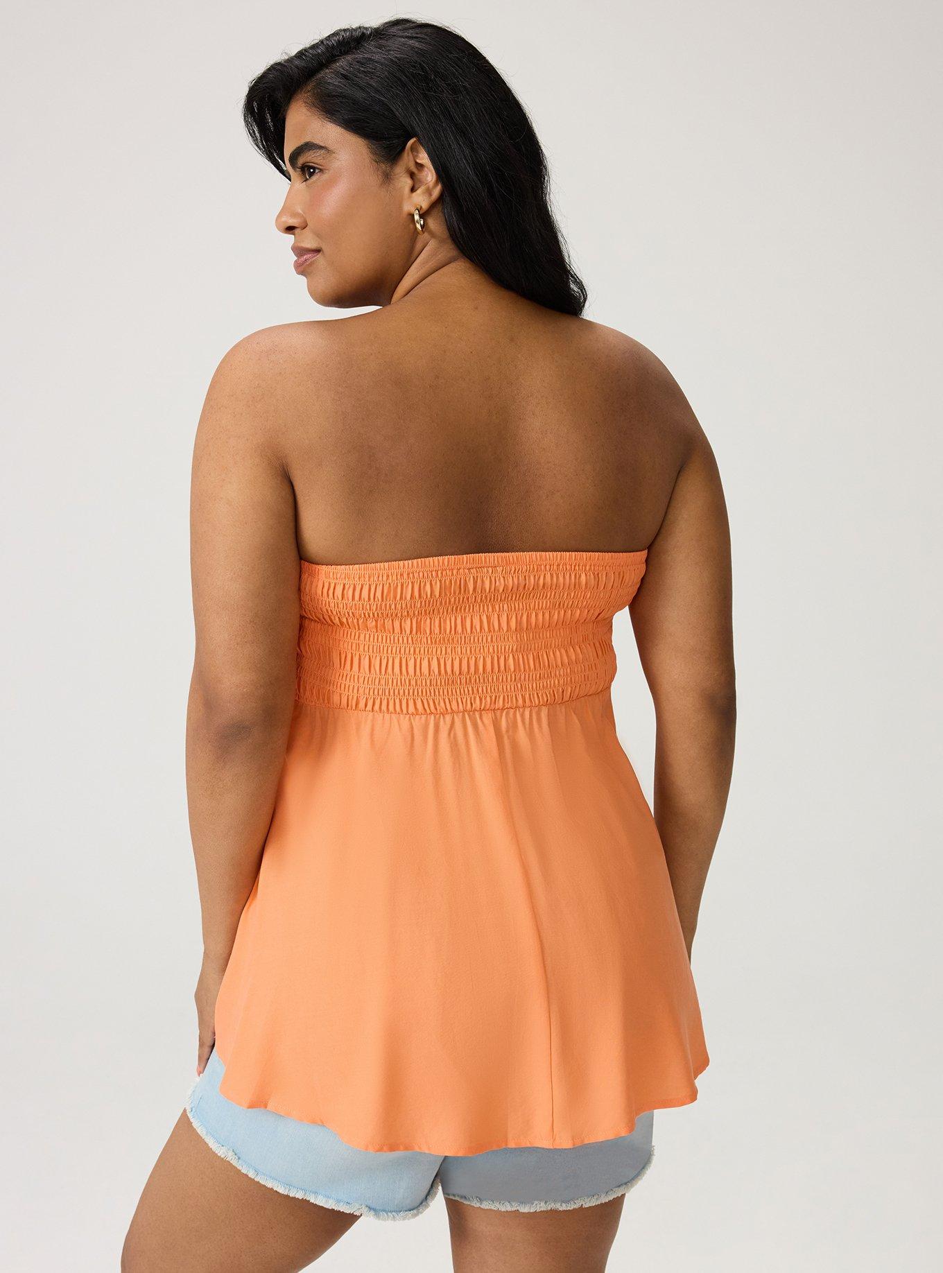 Plus Size Smocked Tube Top, MELON, alternate