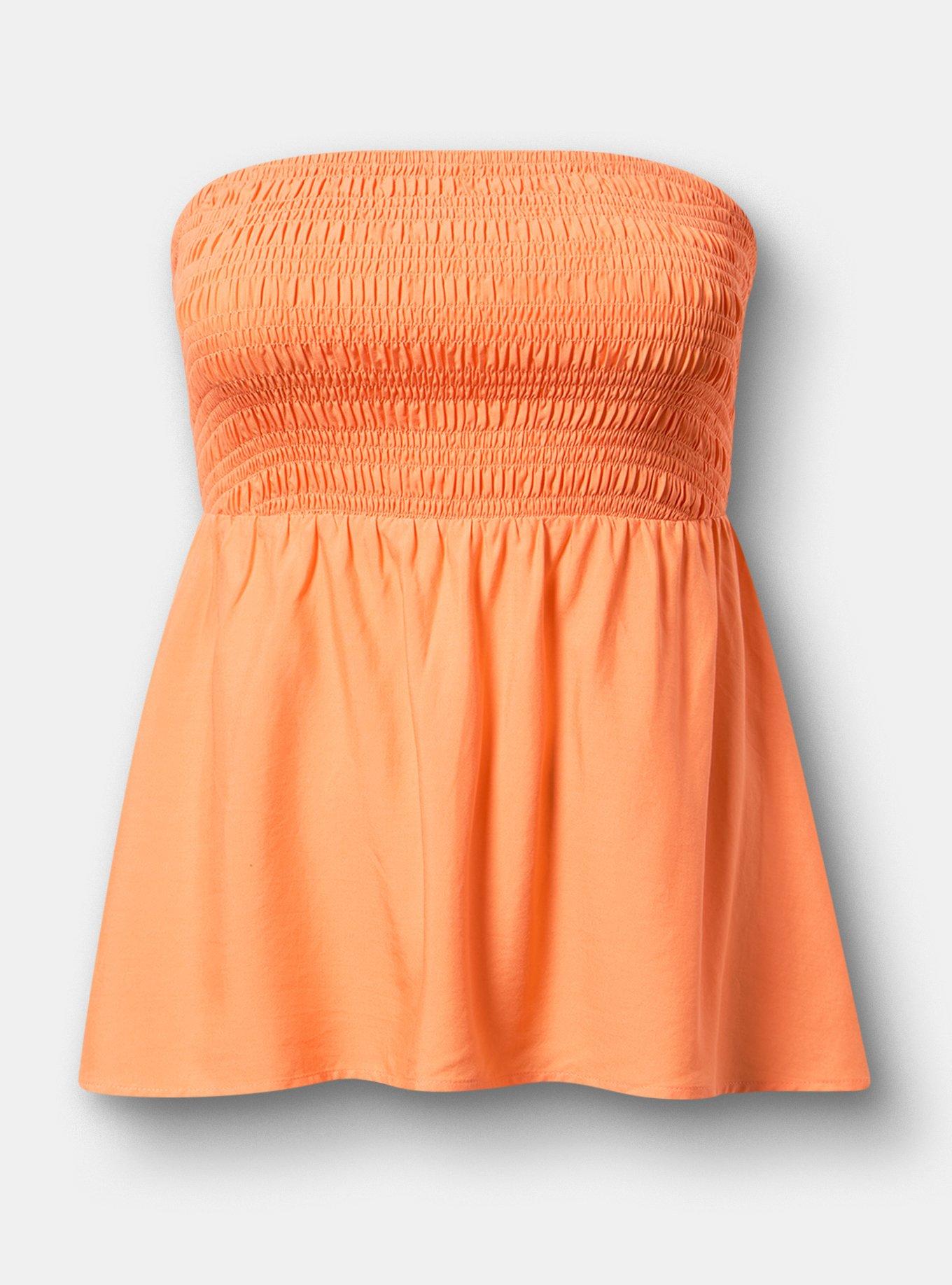 Plus Size Smocked Tube Top, MELON, flat
