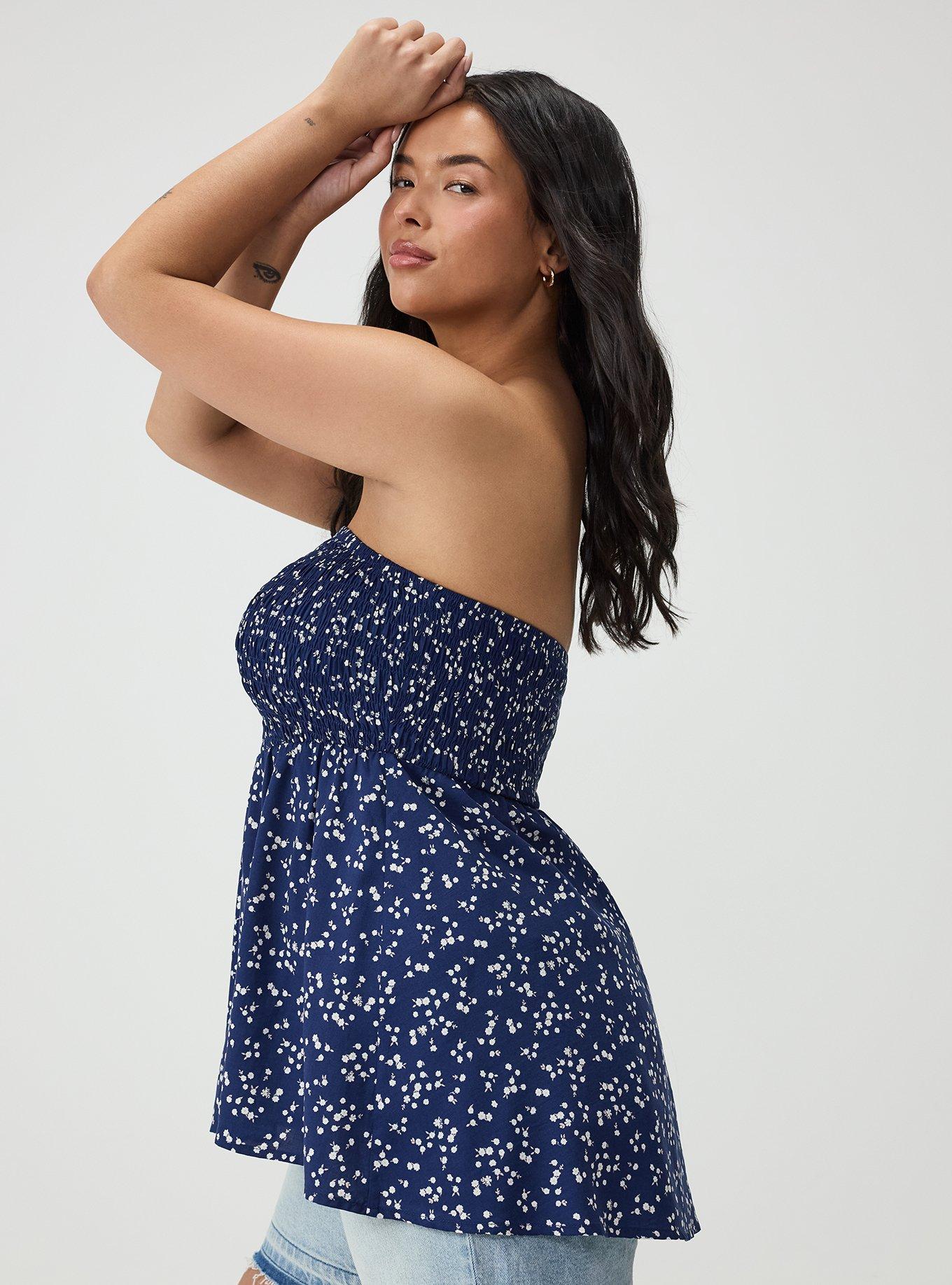 Smocked Tube Top, BETTY DITSY FLORAL NAVY, alternate