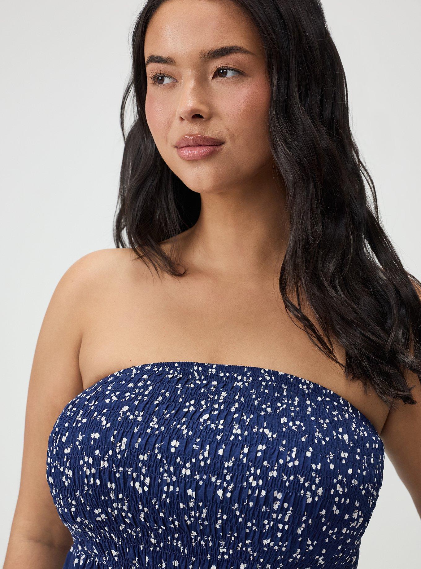 Smocked Tube Top, BETTY DITSY FLORAL NAVY, alternate