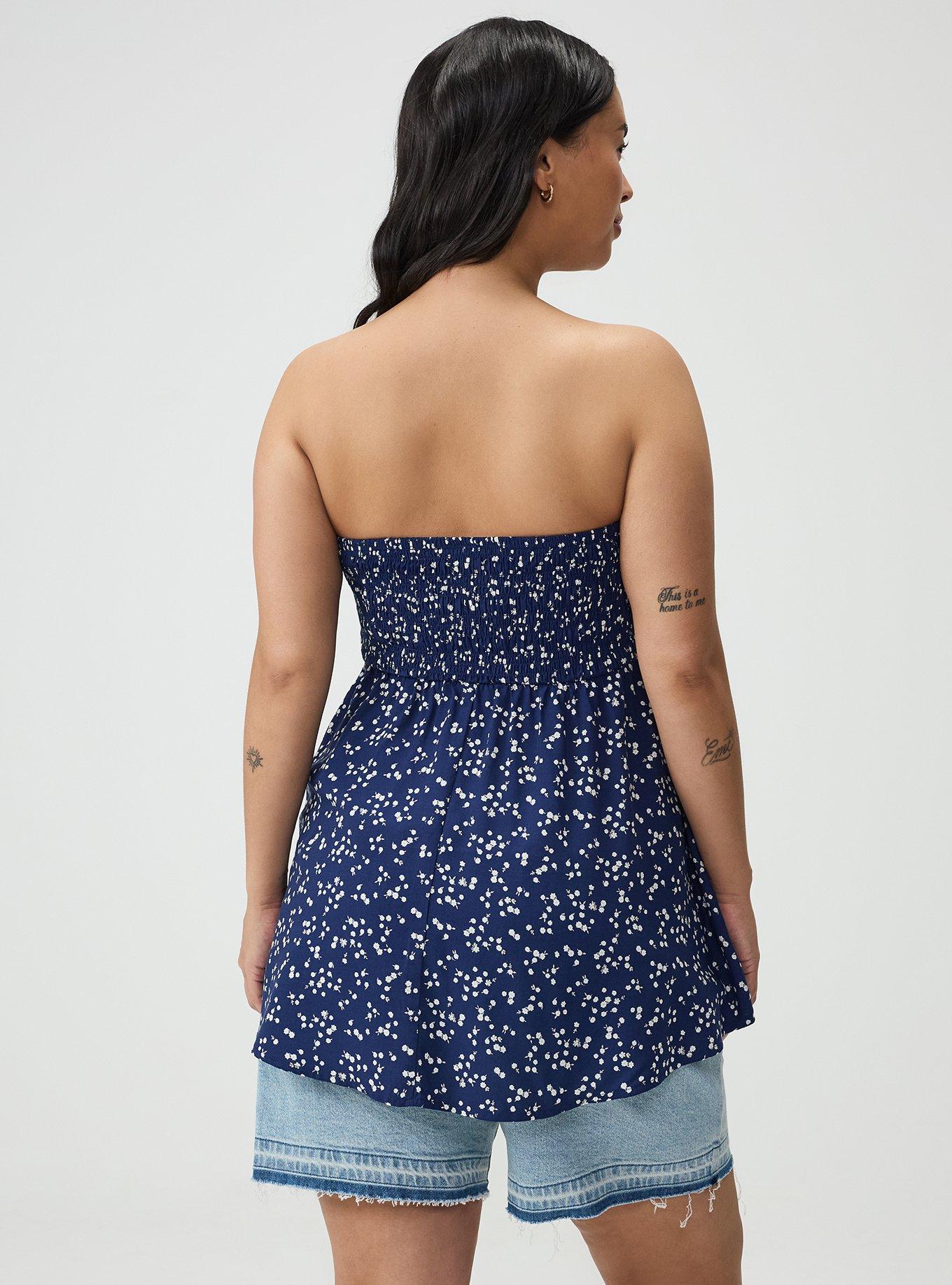 Smocked Tube Top, BETTY DITSY FLORAL NAVY, alternate
