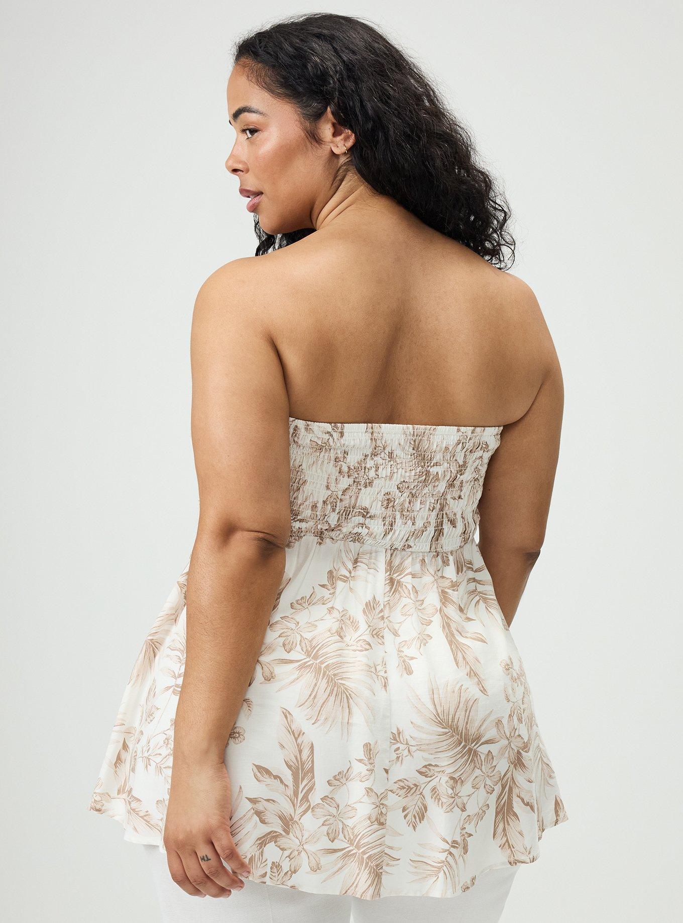 Smocked Tube Top, ISLAND FLORAL TAN, alternate