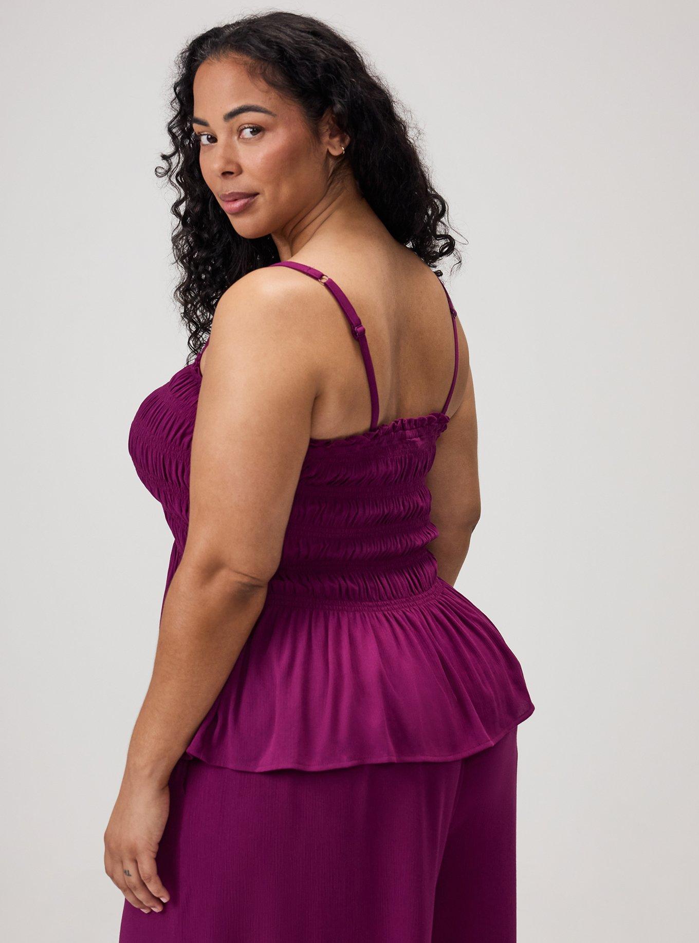 Peplum Gauze Smocked Top, PLUM CASPIA, alternate