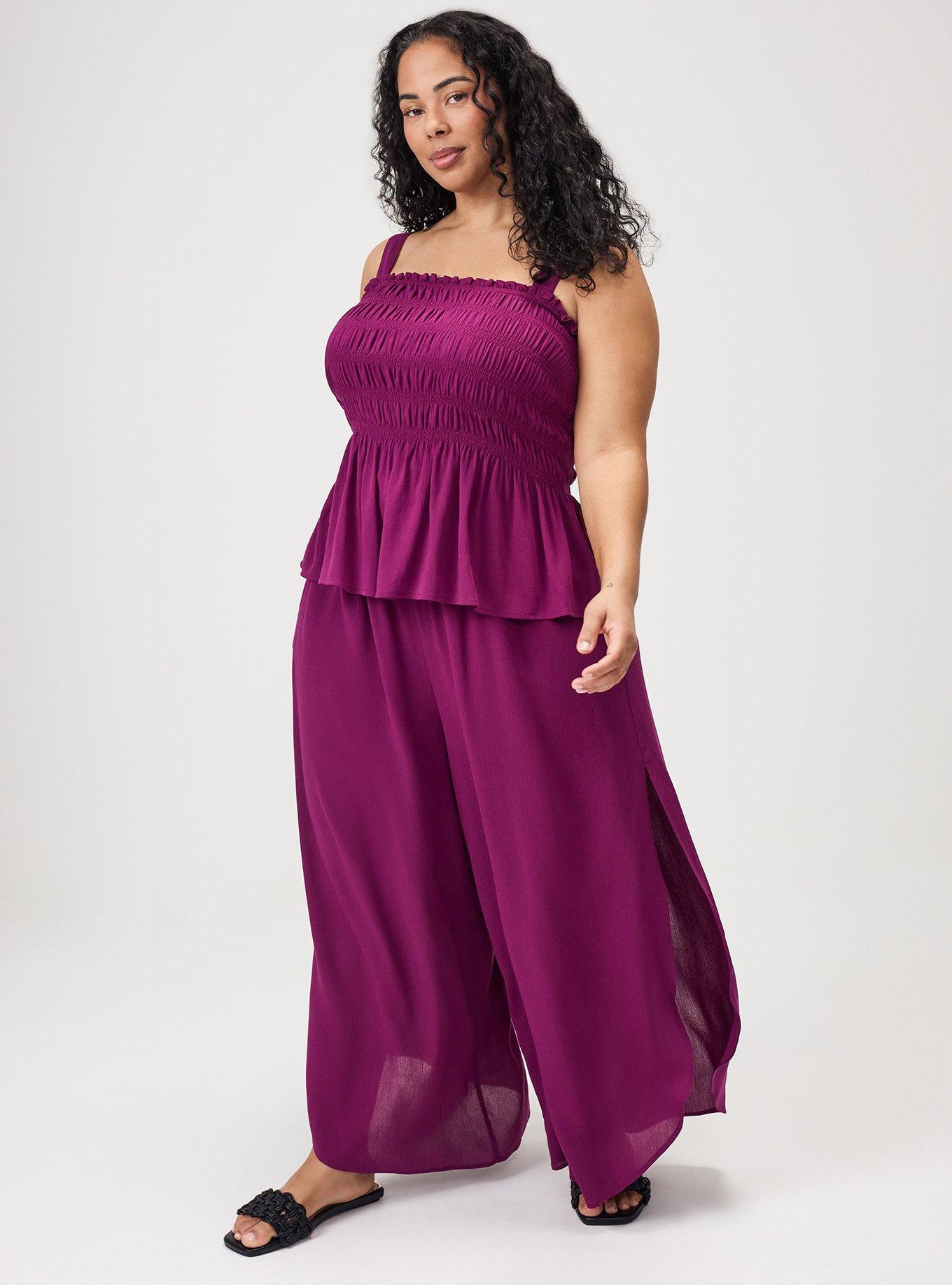 Peplum Gauze Smocked Top, PLUM CASPIA, alternate