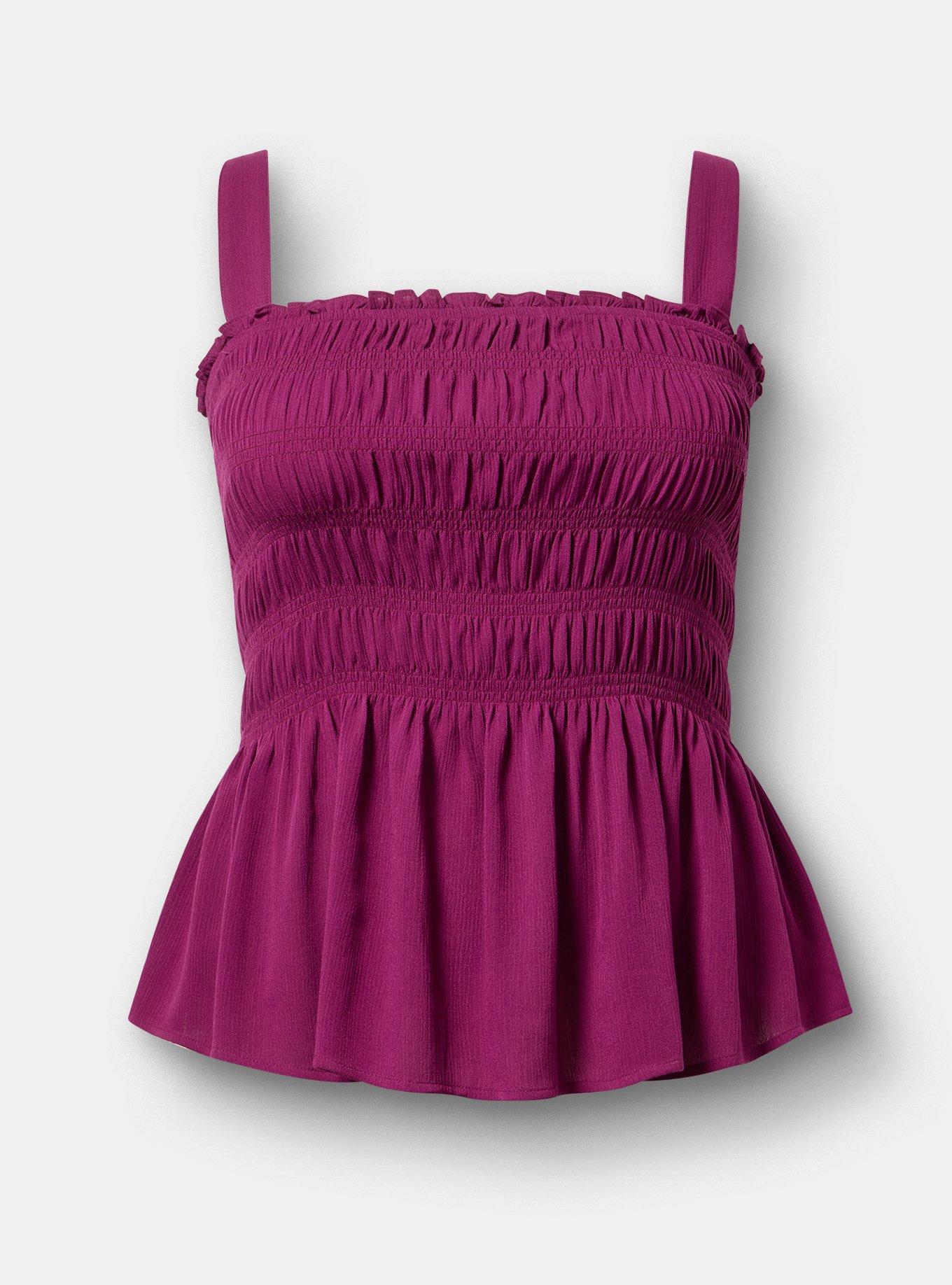 Peplum Gauze Smocked Top, PLUM CASPIA, hi-res