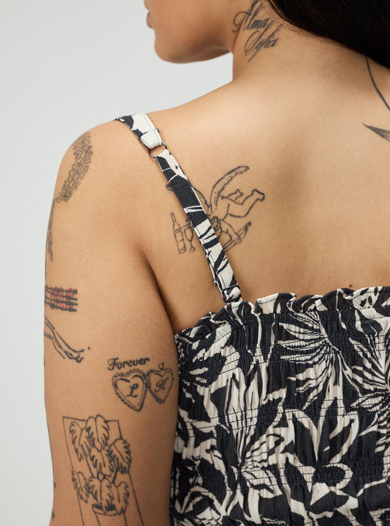 Peplum Gauze Smocked Top, PARADISE FOLIAGE BLACK, alternate