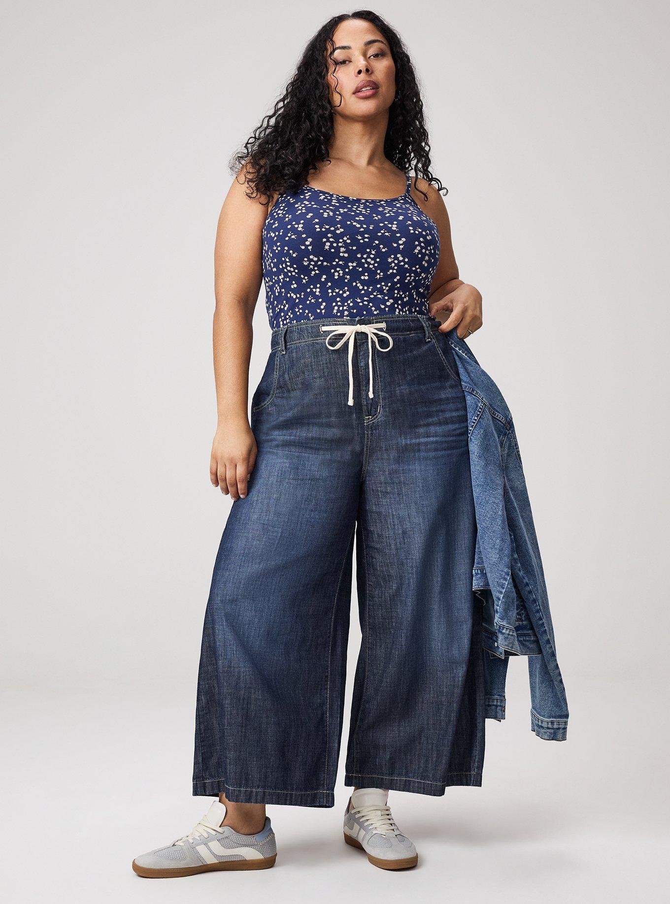 High-Rise Wide-Leg Lightweight Denim Jean, DARK WASH, hi-res