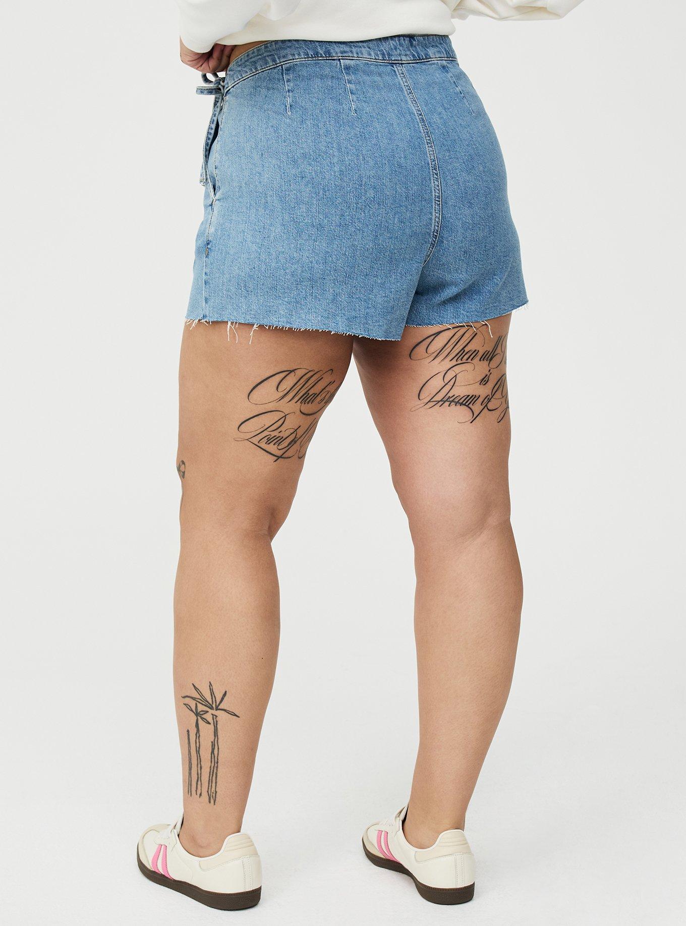 Mid-Rise Drapey Denim Skort, RUNNING ON EMPTY, alternate