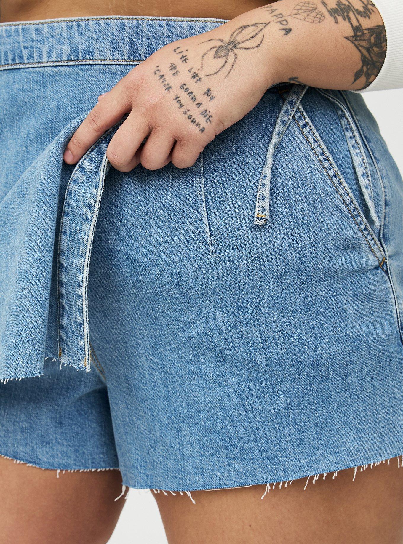 Mid-Rise Drapey Denim Skort, RUNNING ON EMPTY, alternate