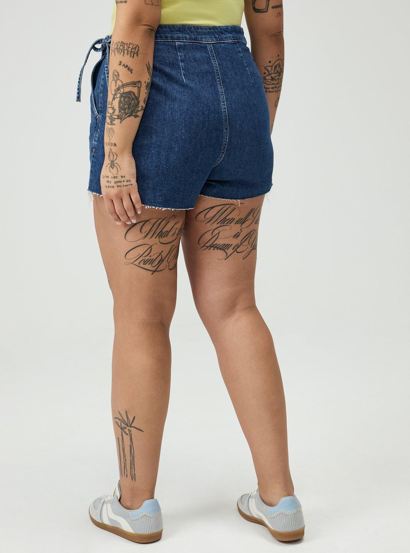 Mid-Rise Drapey Denim Skort, GIMLET, alternate
