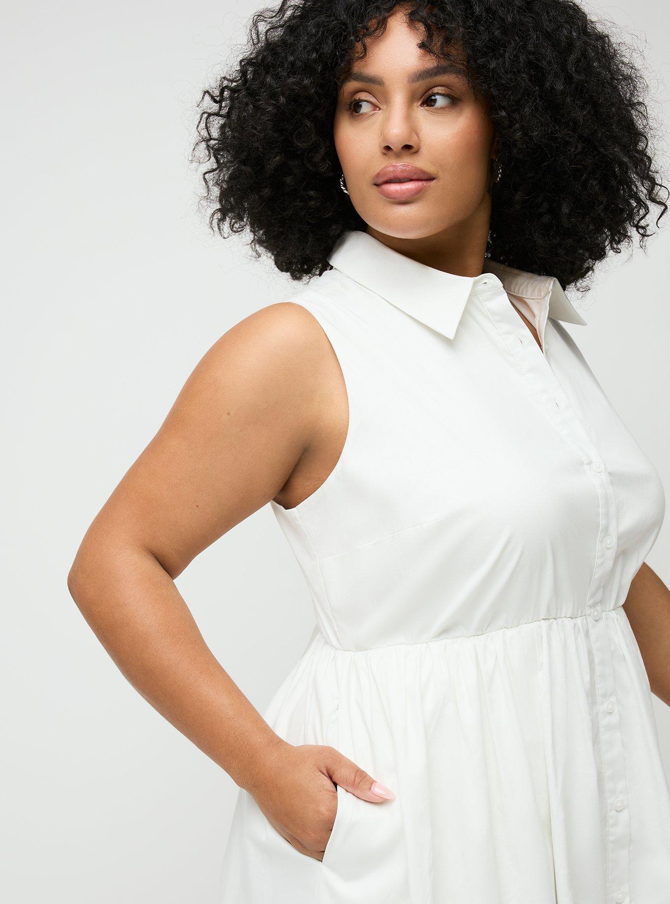 Collared Shirt Midi Dress, BLANC DE BLANC, alternate