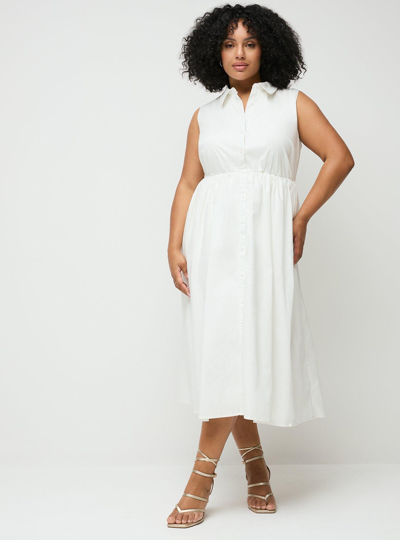 Collared Shirt Midi Dress, BLANC DE BLANC, alternate