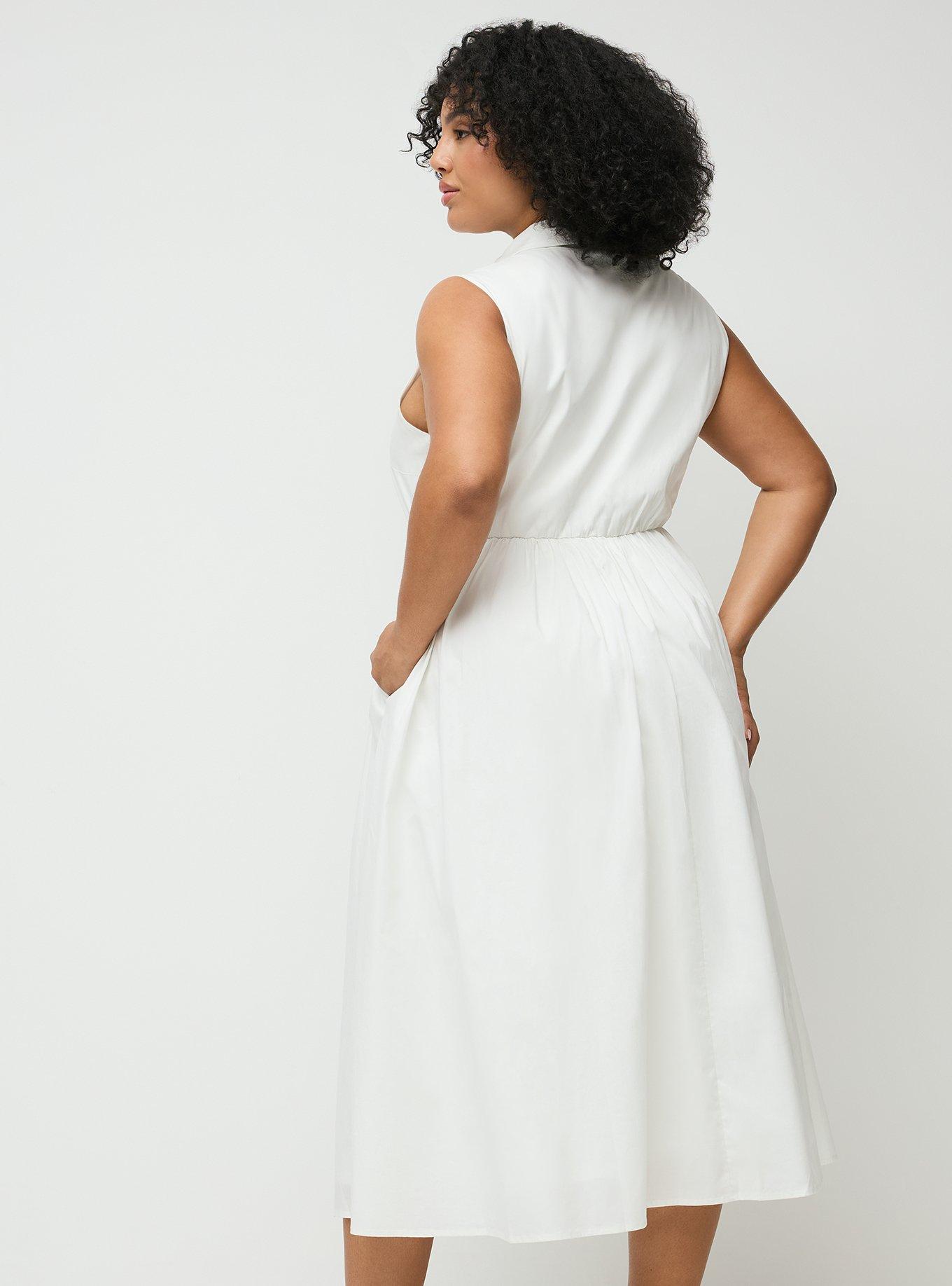 Collared Shirt Midi Dress, BLANC DE BLANC, alternate