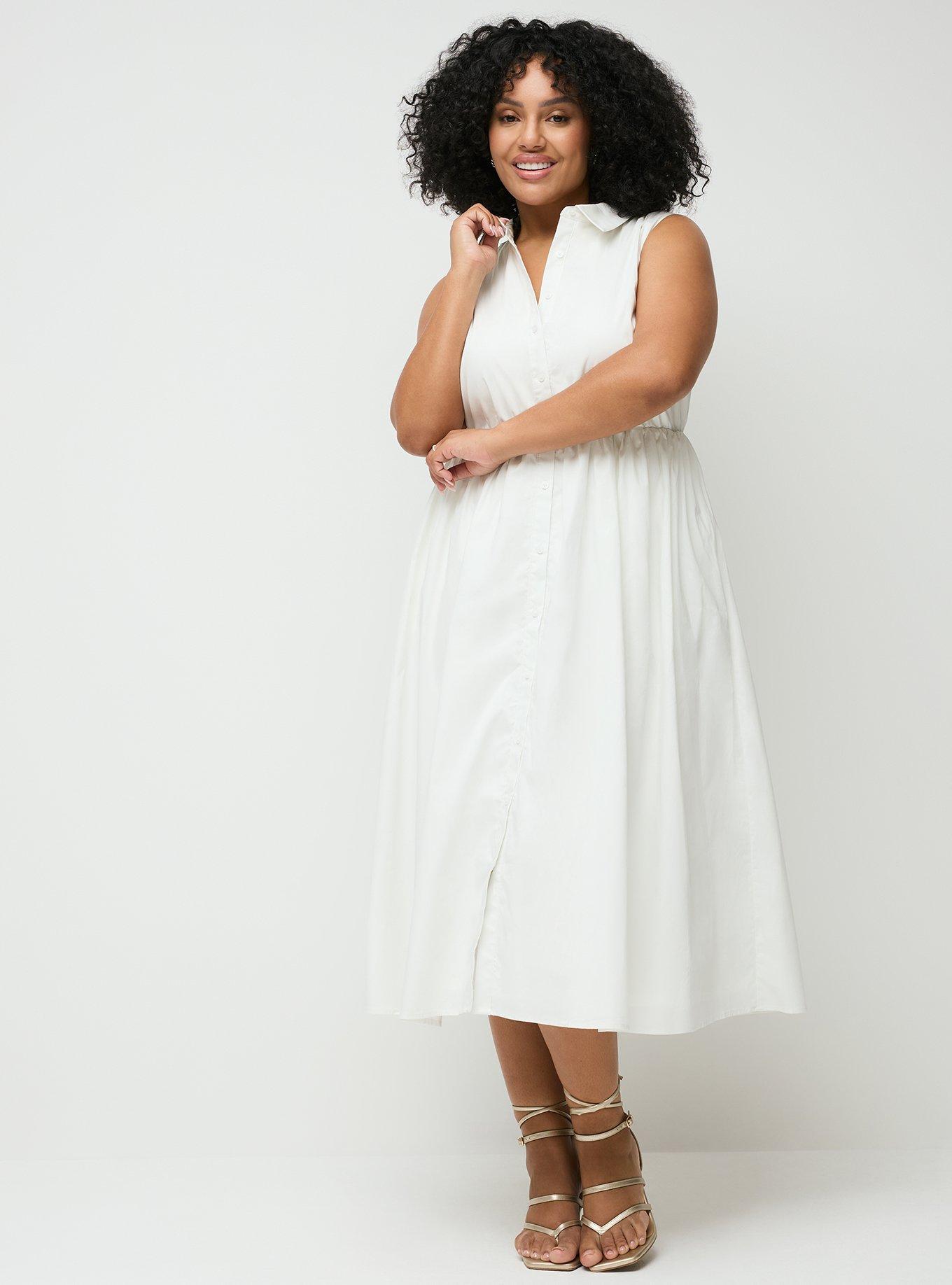 Collared Shirt Midi Dress, BLANC DE BLANC, alternate