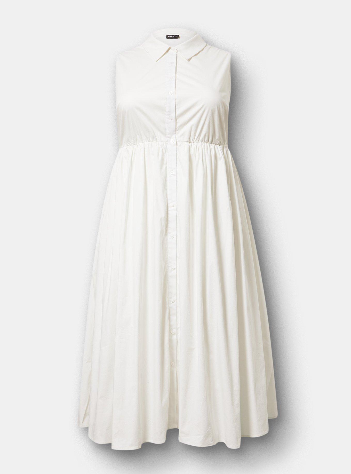 Collared Shirt Midi Dress, BLANC DE BLANC, hi-res