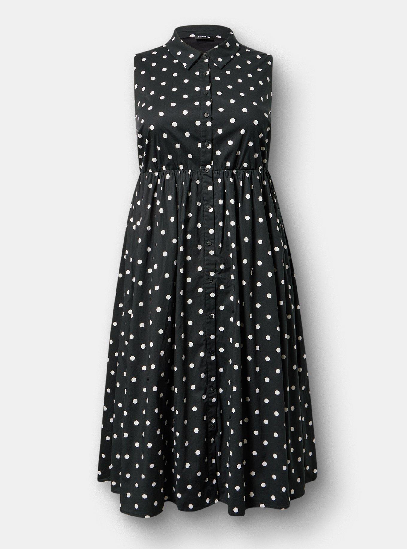 Collared Shirt Midi Dress, COMMIT DOT BLACK, hi-res