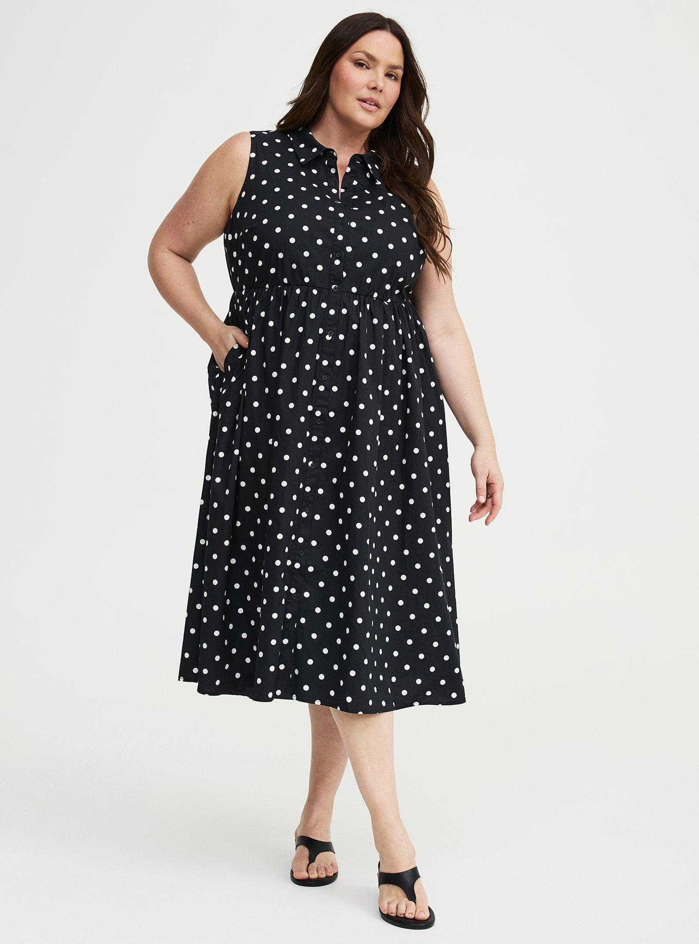 Collared Shirt Midi Dress, COMMIT DOT BLACK, hi-res