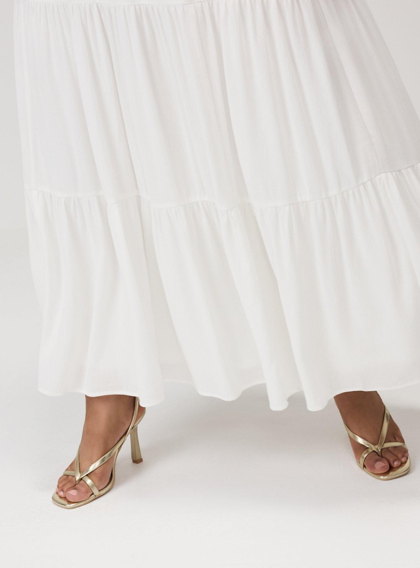 Tiered Gauze Maxi Dress, CLOUD DANCER, alternate