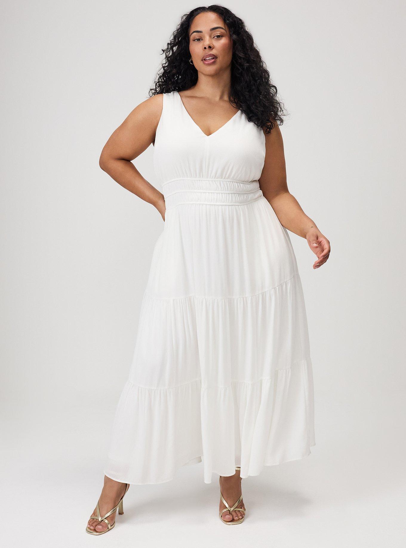 fit and flare crinkle gauze maxi dress Sleeveless V Neck Eyelet Fit And Flare Maxi Dress - LARGE / YELLOW main image 1