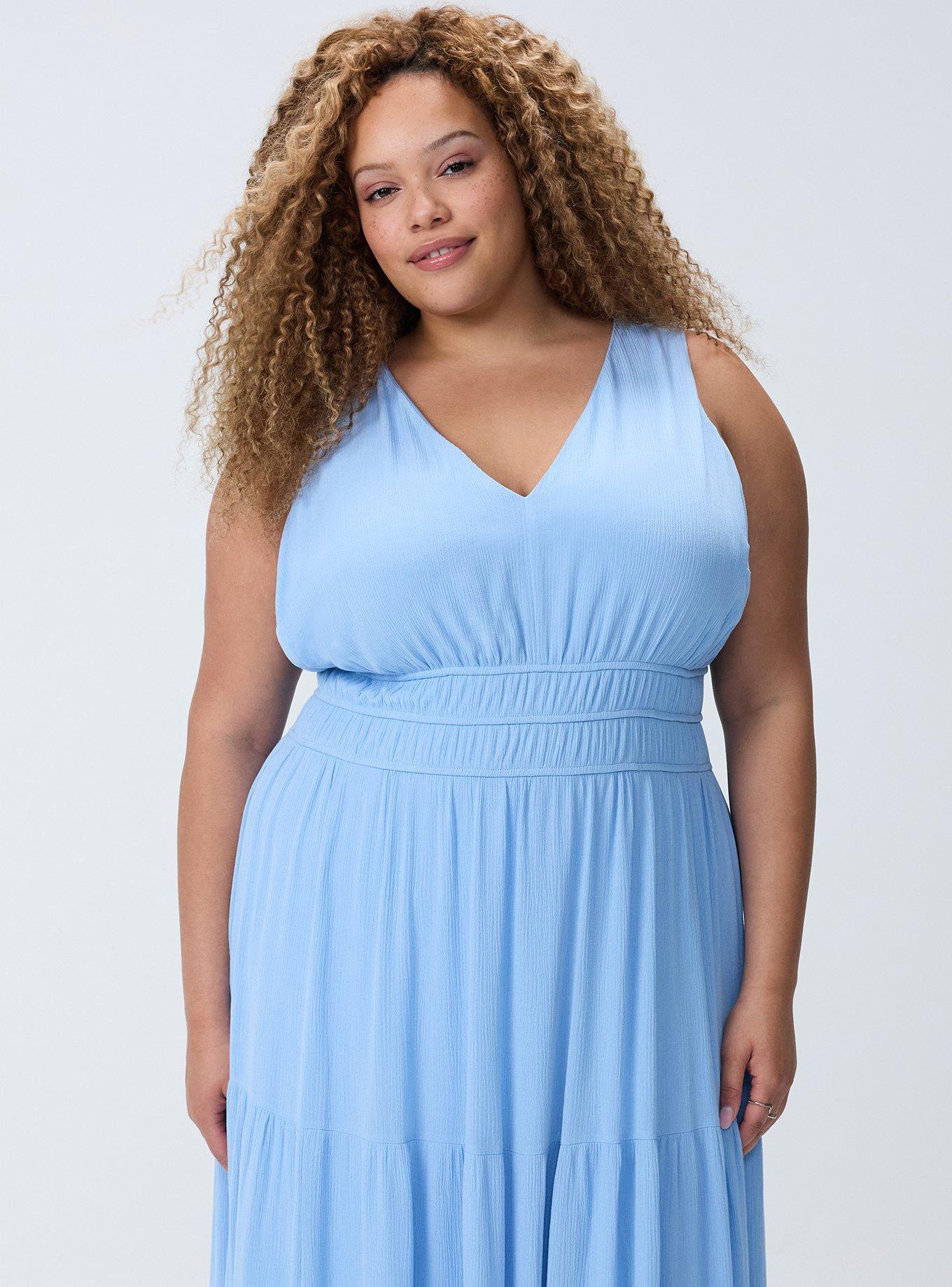 Tiered Gauze Maxi Dress, PLACID BLUE, alternate